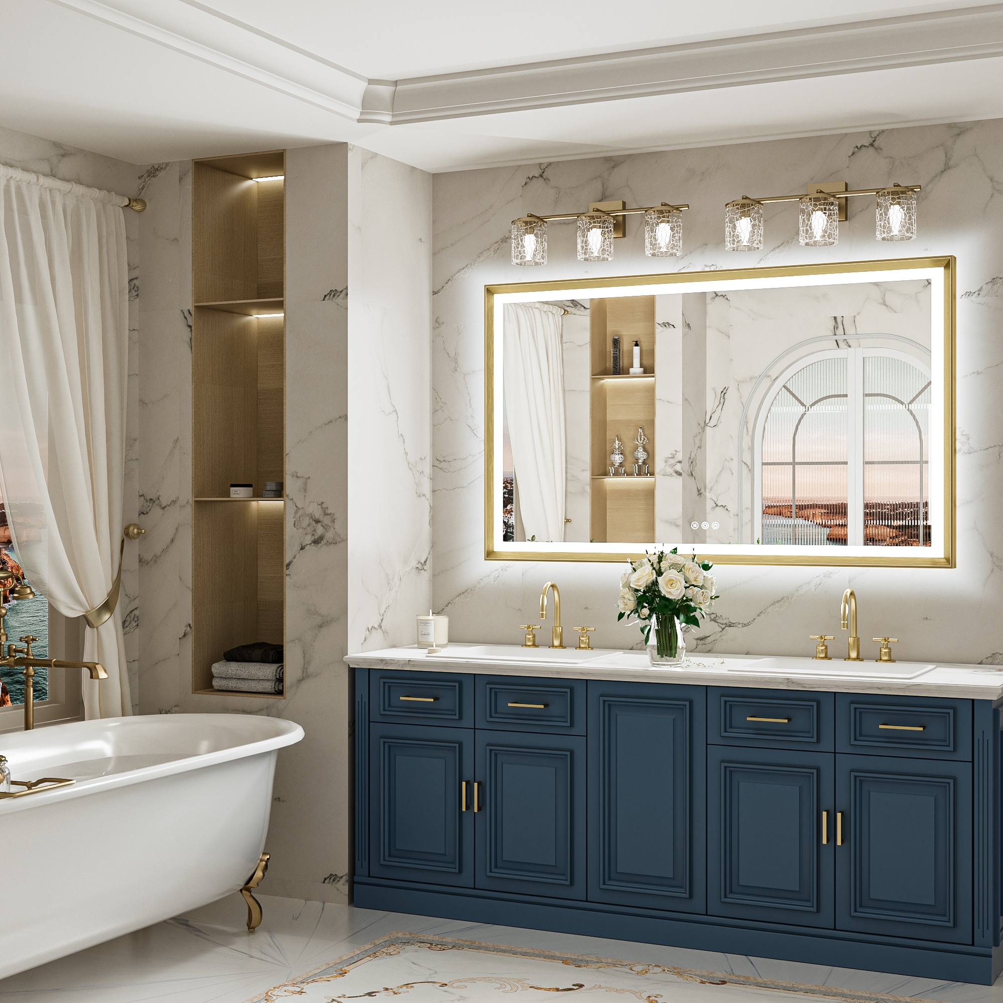 Keonjinn LW-ZBGSSW-15291GD Framed-Bath-Mirrors - View #2