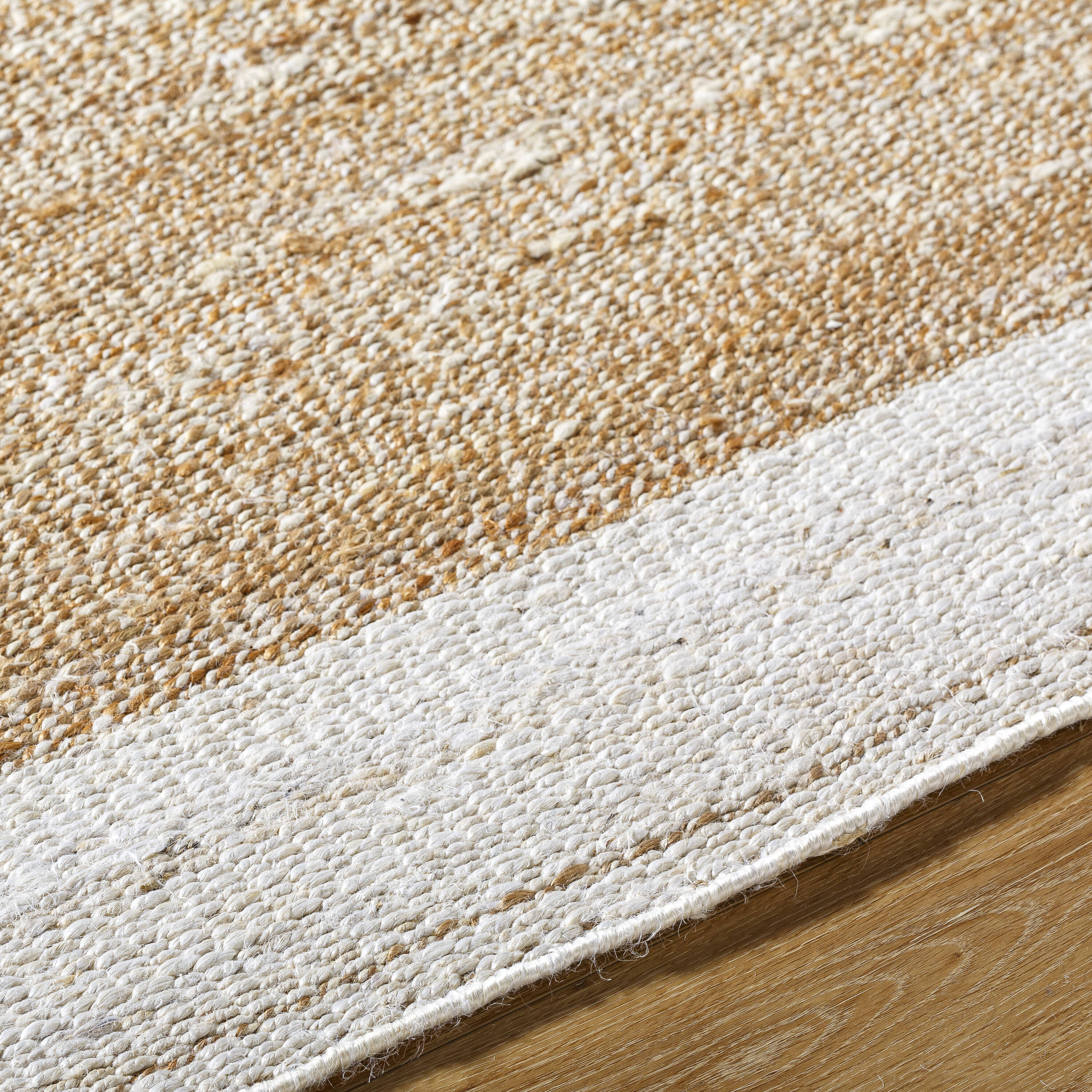Kamey 9' x 12' Beige and White Flat Woven Synthetic Rug
