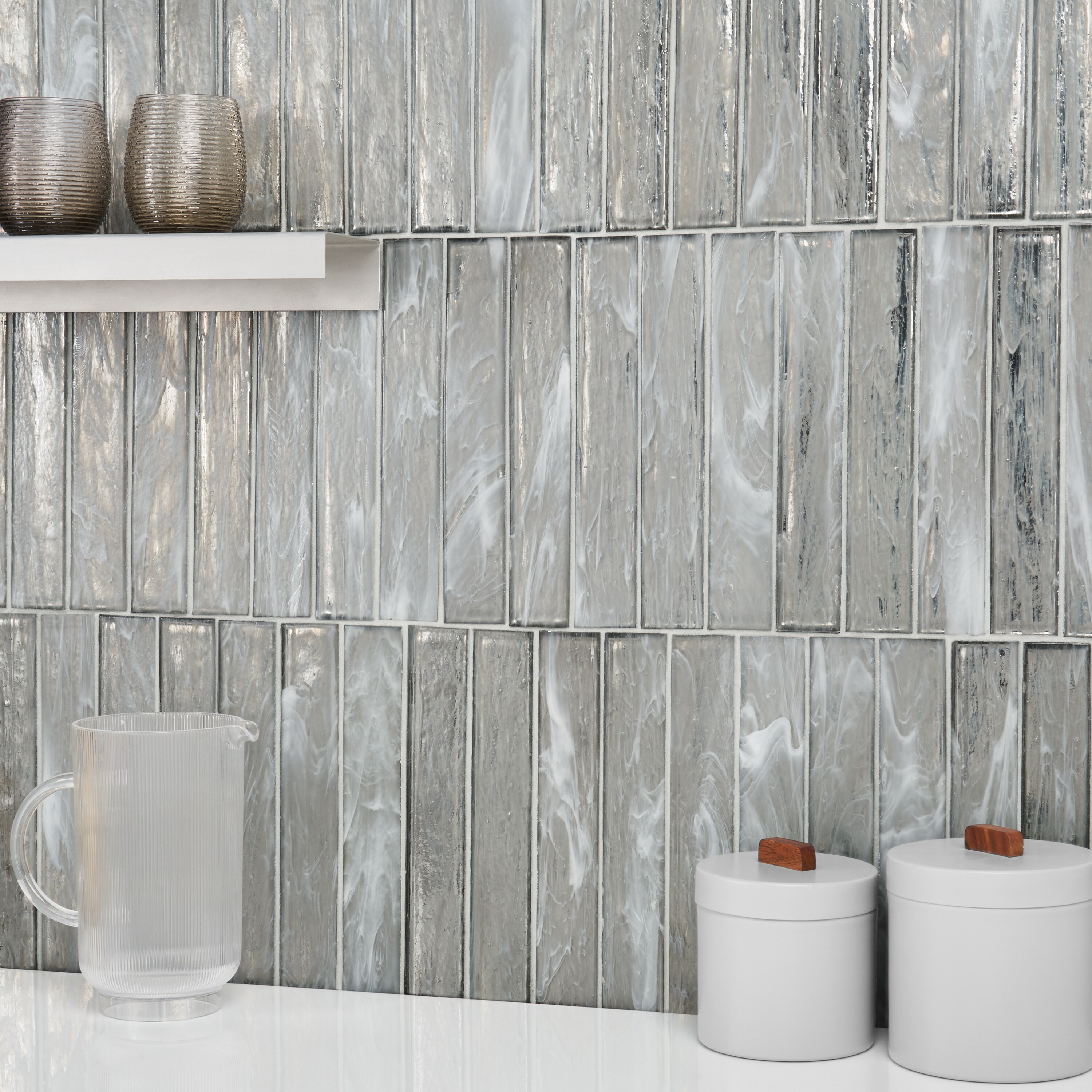 Apollo Brick Polished Silver Glass Subway Wall Tile