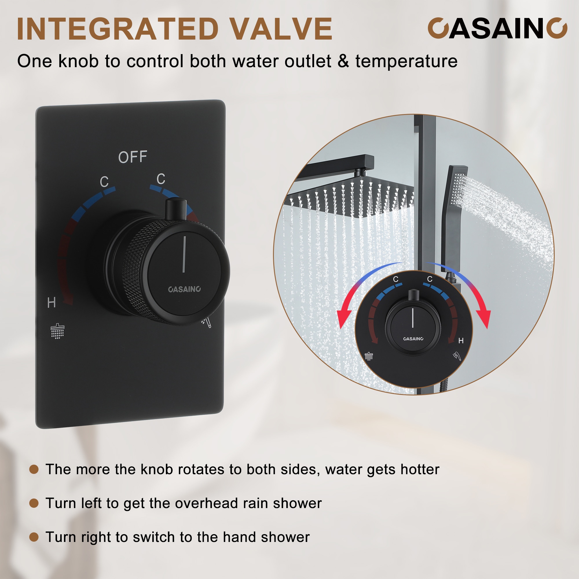 CASAINC KCHS0014-10MB Showerhead-Bar-Panels - View #9