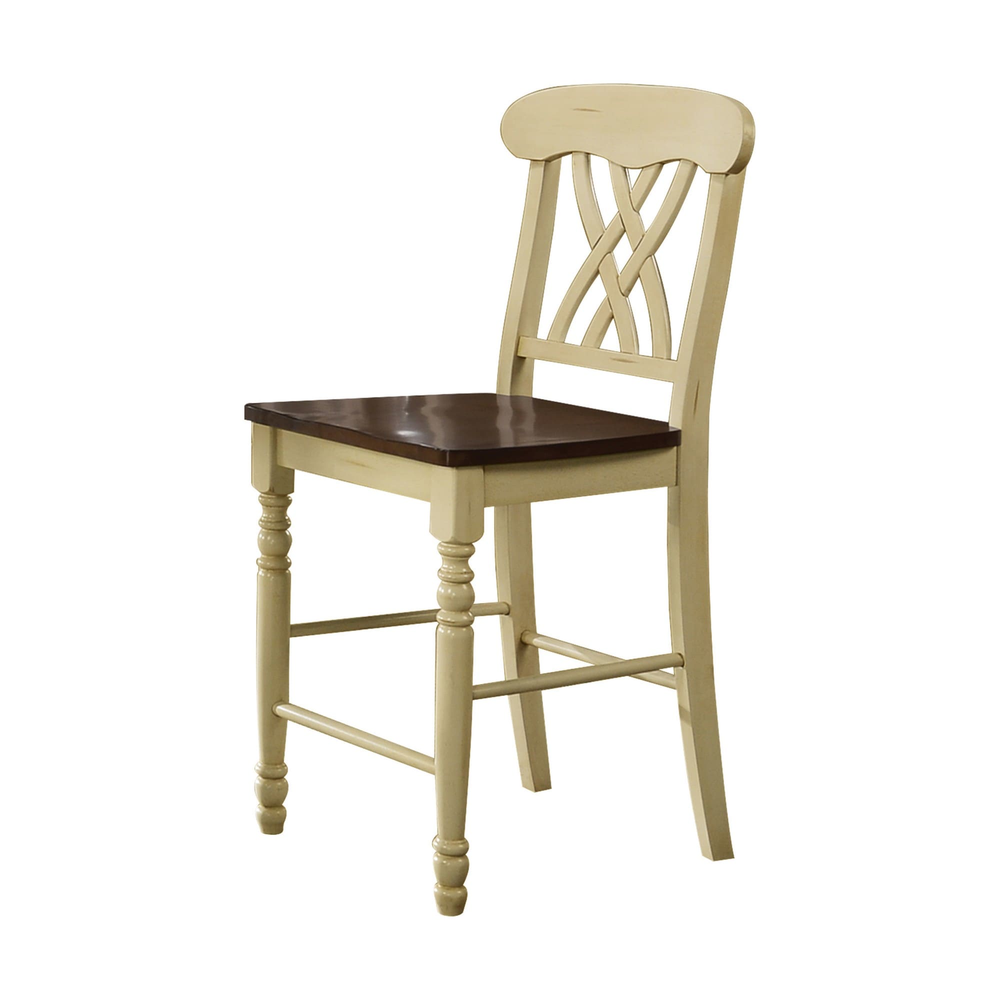 Benzara BM194405 2 Midcentury White and Brown Accent Chair