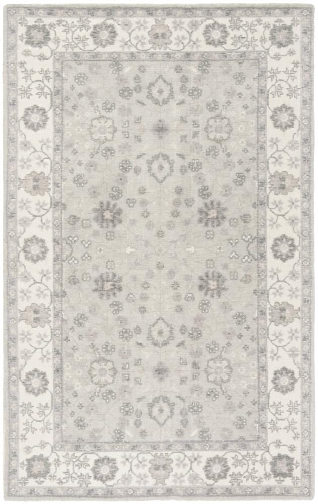 Ivory and Silver Hand-Tufted Wool Area Rug 4' x 6'