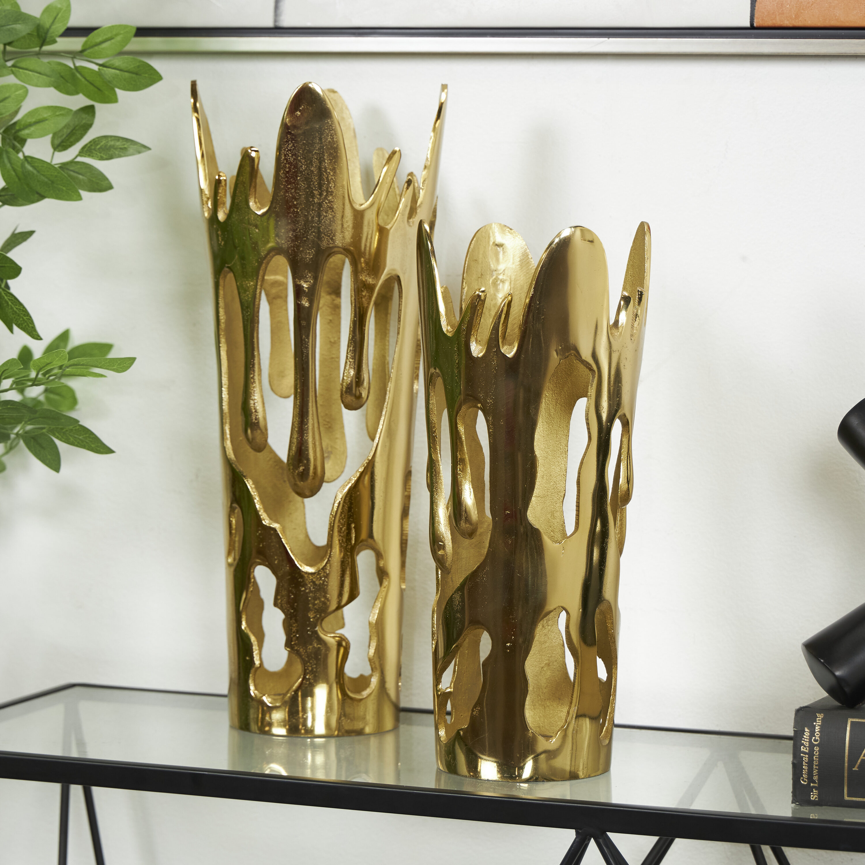 Grayson Lane 821986 2 -Pack Gold Aluminum Modern Vase