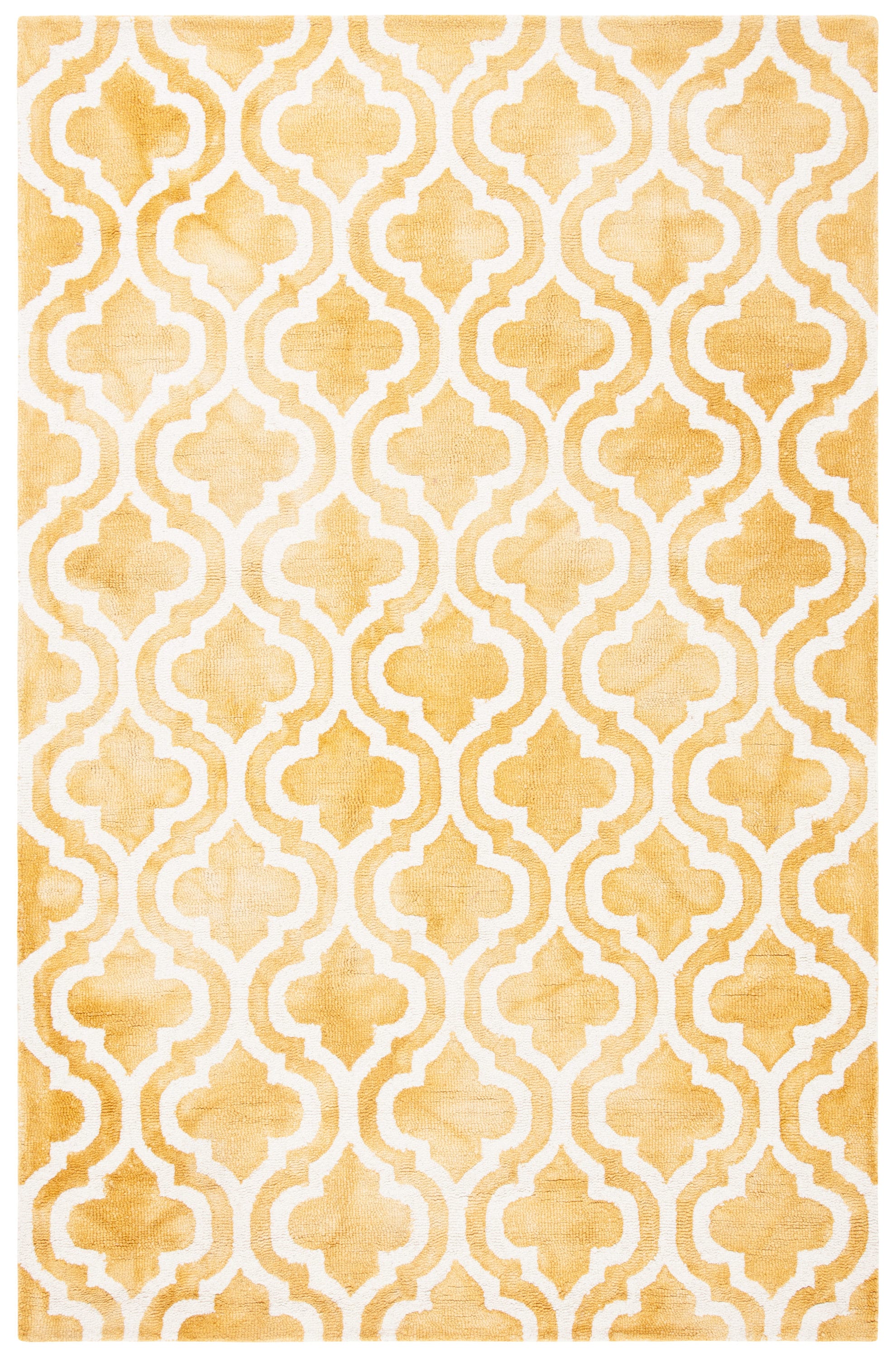 Safavieh DDY537H-6 Dip Dye Alana 6 x 9 (ft) Tufted Wool Gold/Ivory Rectangular Indoor Trellis Bohemian/Eclectic Area rug