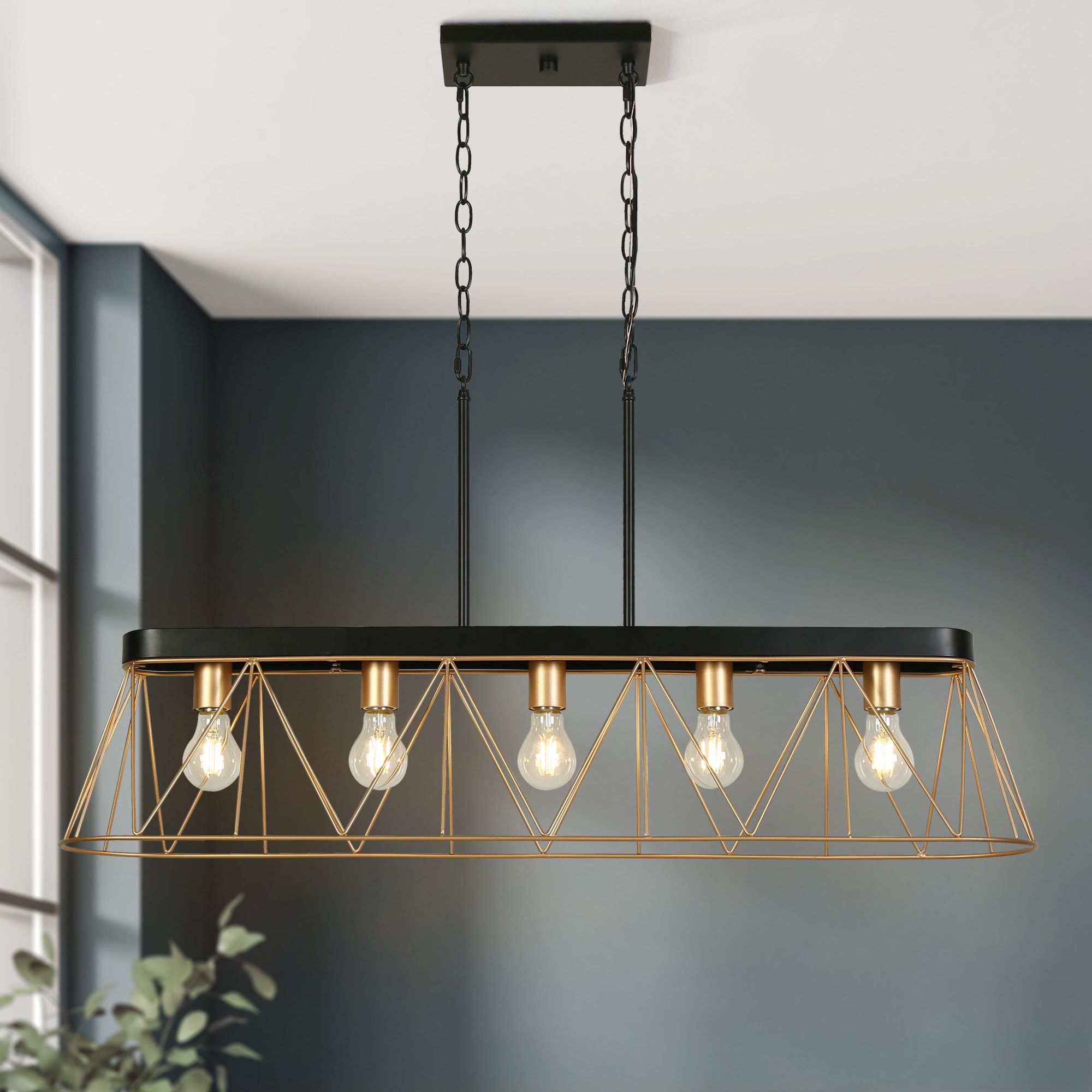 ZEVNI L3YB6RAMW5321SB9 Eclatier Modern 5 -Light Matte Black Farmhouse For Use in Bedrooms, Dining Rooms, Foyers, Kitchens, Living Rooms Chandelier