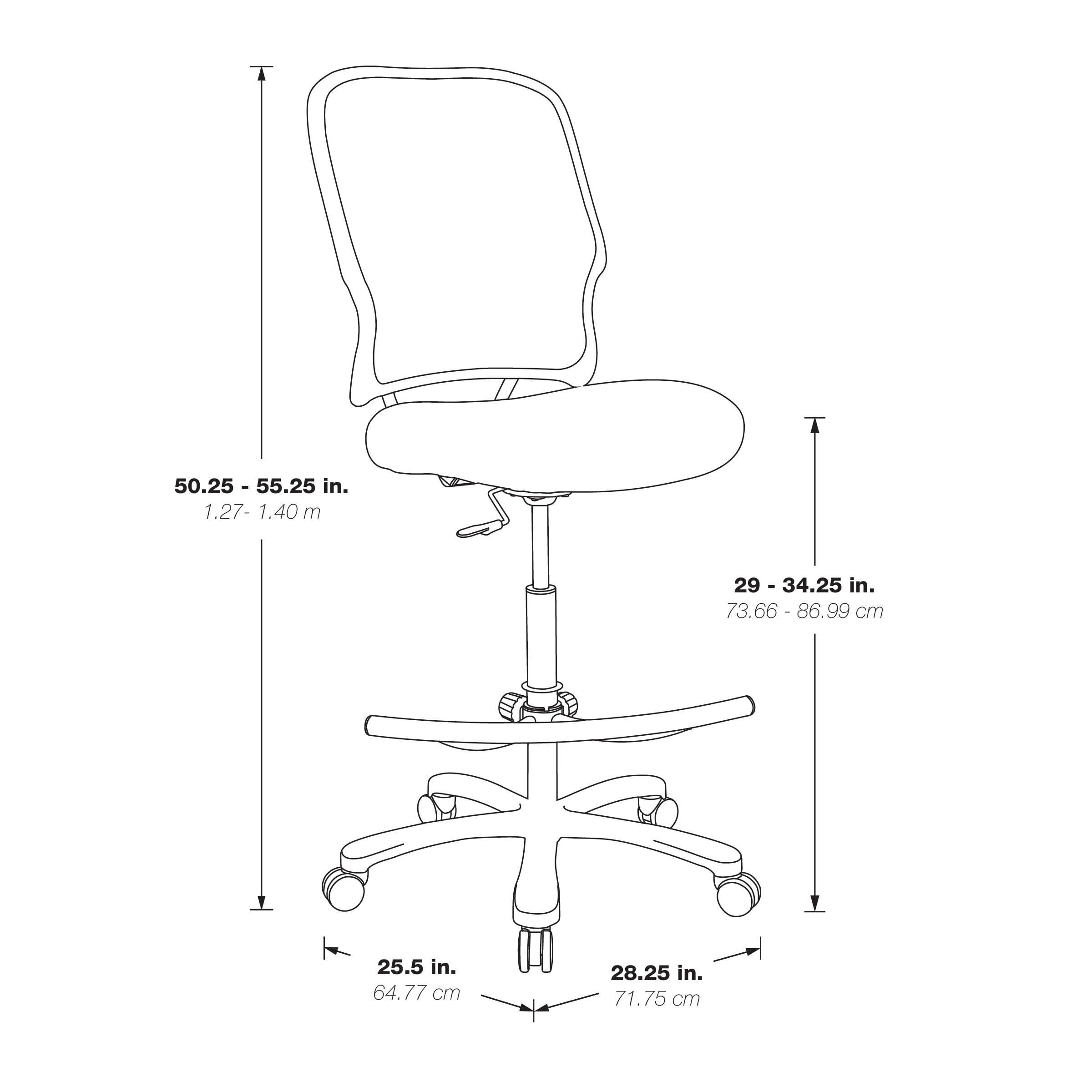 Black Mesh Ergonomic Drafting Swivel Chair with Footrest