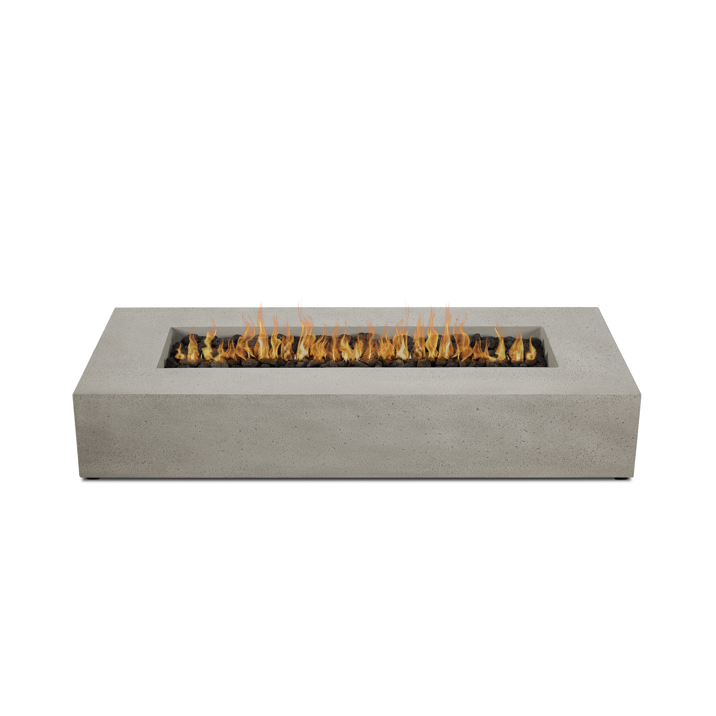 Gray Glass Fiber Reinforced Concrete Long Rectangle Fire Pit Table