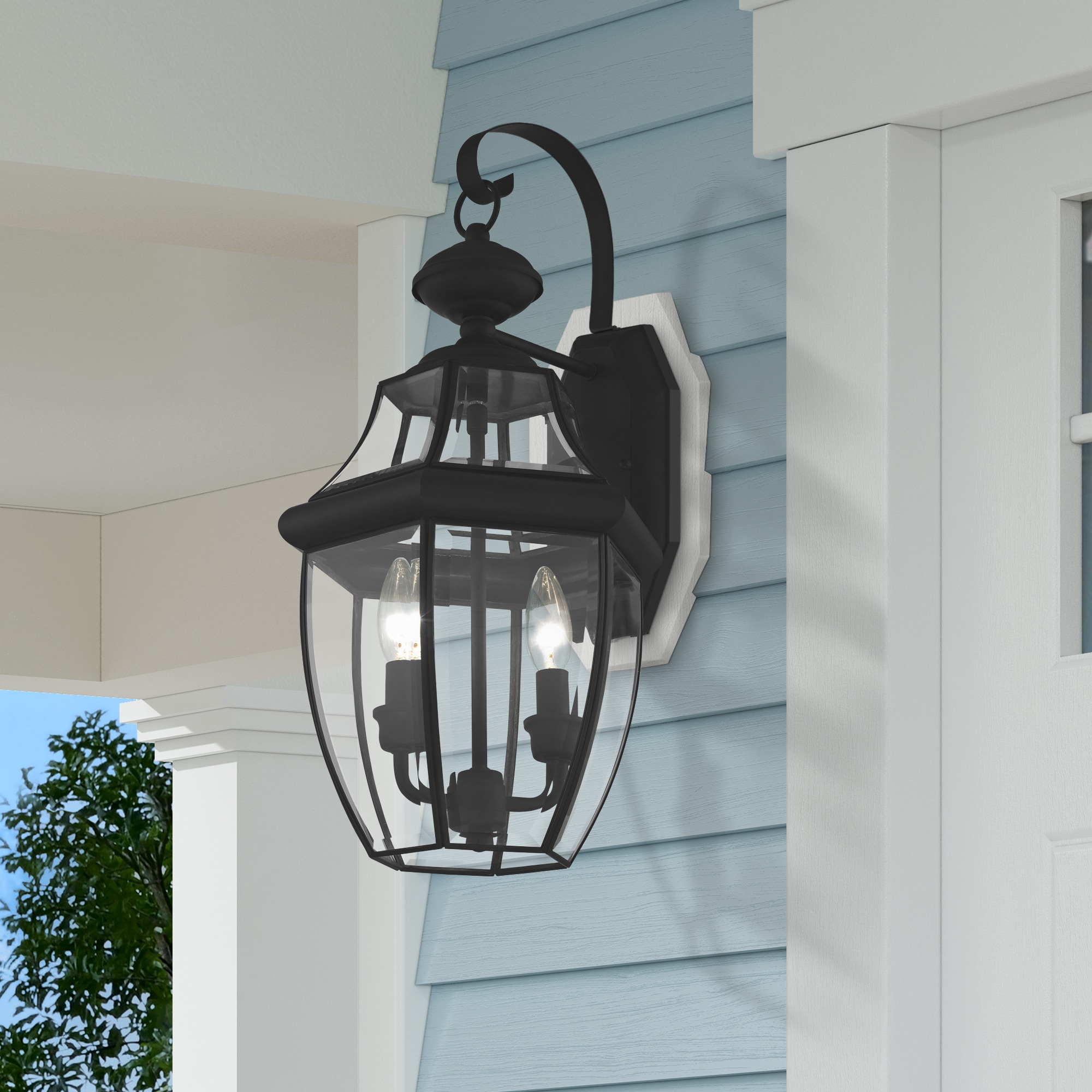 Monterey Colonial Style Black Brass Outdoor Wall Lantern