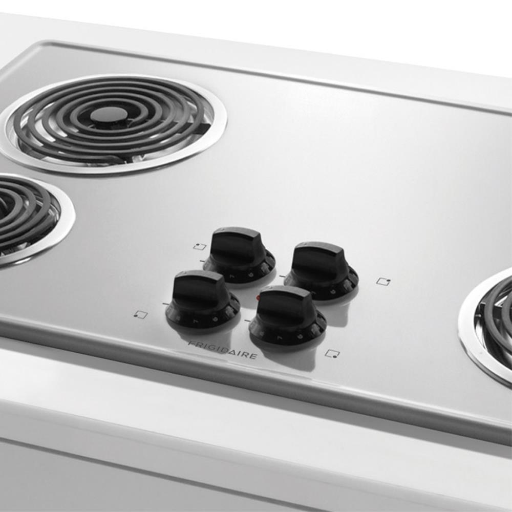 Magic Chef CEC1536AAW 36 Inch Electric Cooktop with 5 Coil Burners,  Infinite Heat Controls, Solid Drip Bowls with Chrome Finish and Surface On  Indicator Light: White