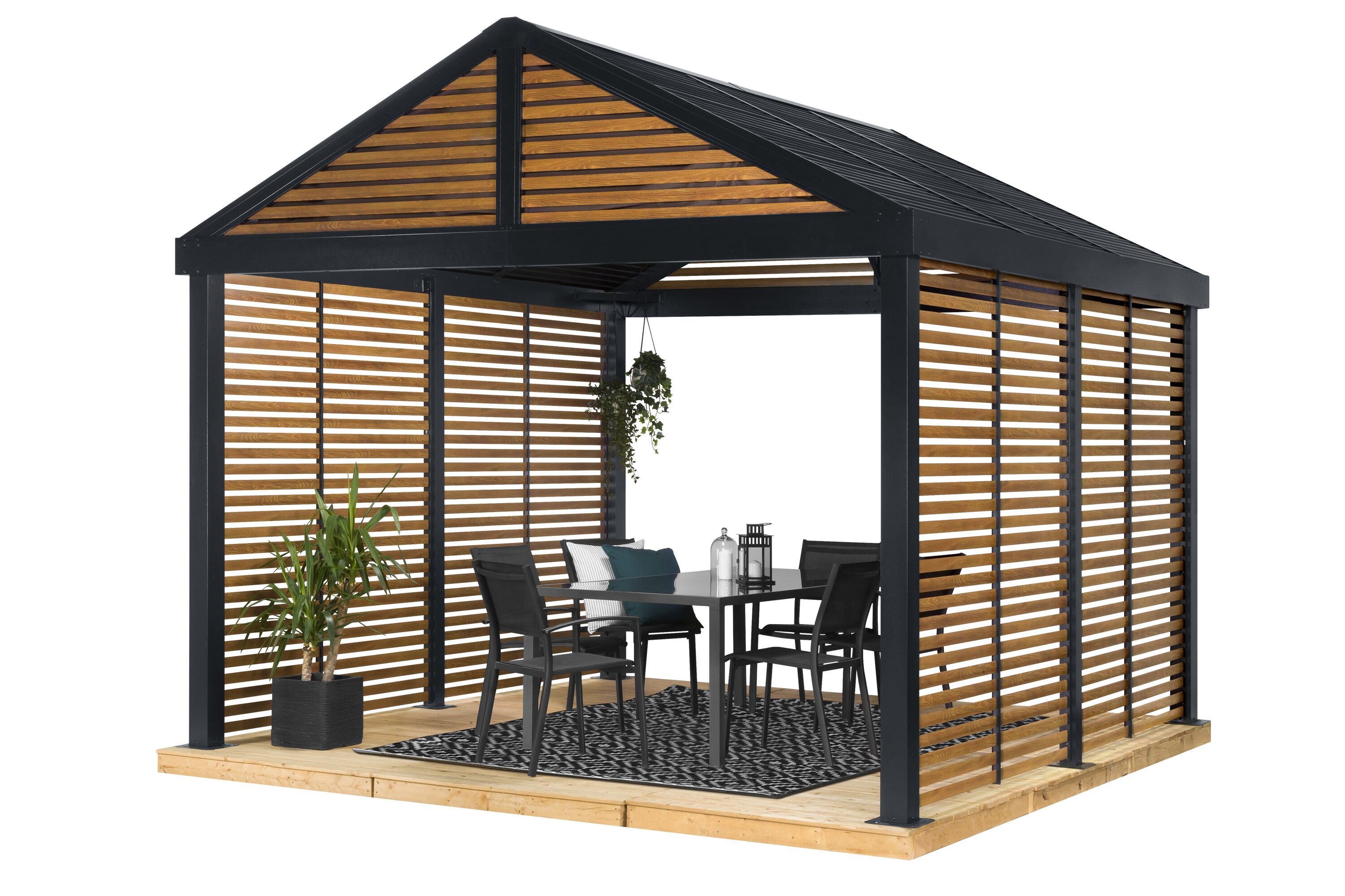 Sojag 12-ft X 12-ft Boda Square Wood Metal Steel Roof Gazebo In The ...