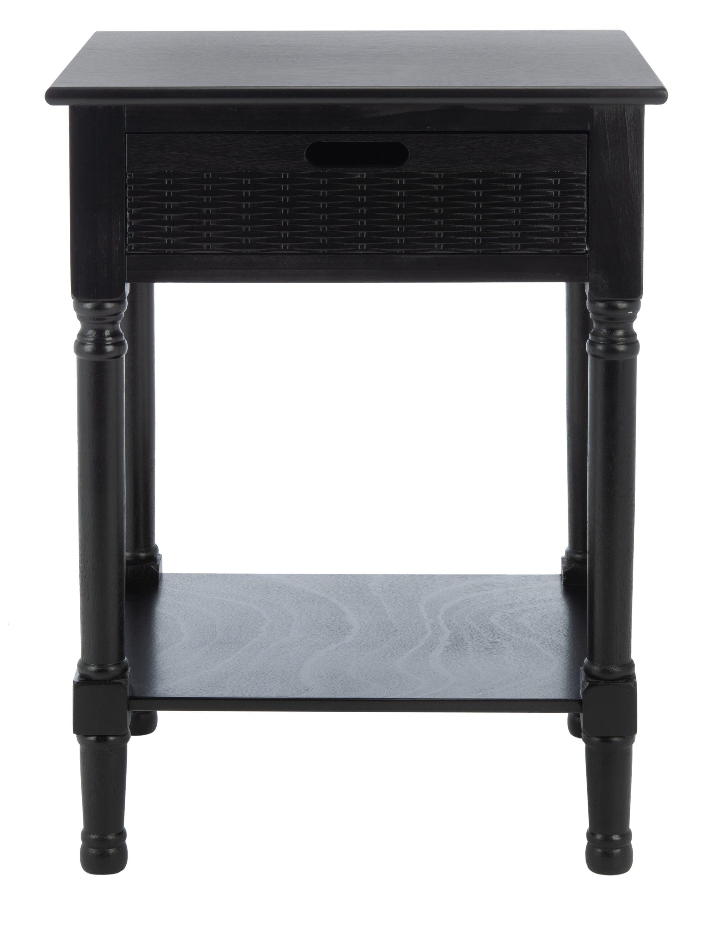 Safavieh ACC5708B Landers 19-in W x 26-in H Black Wood Rectangular Modern End Table with Storage Assembly Required