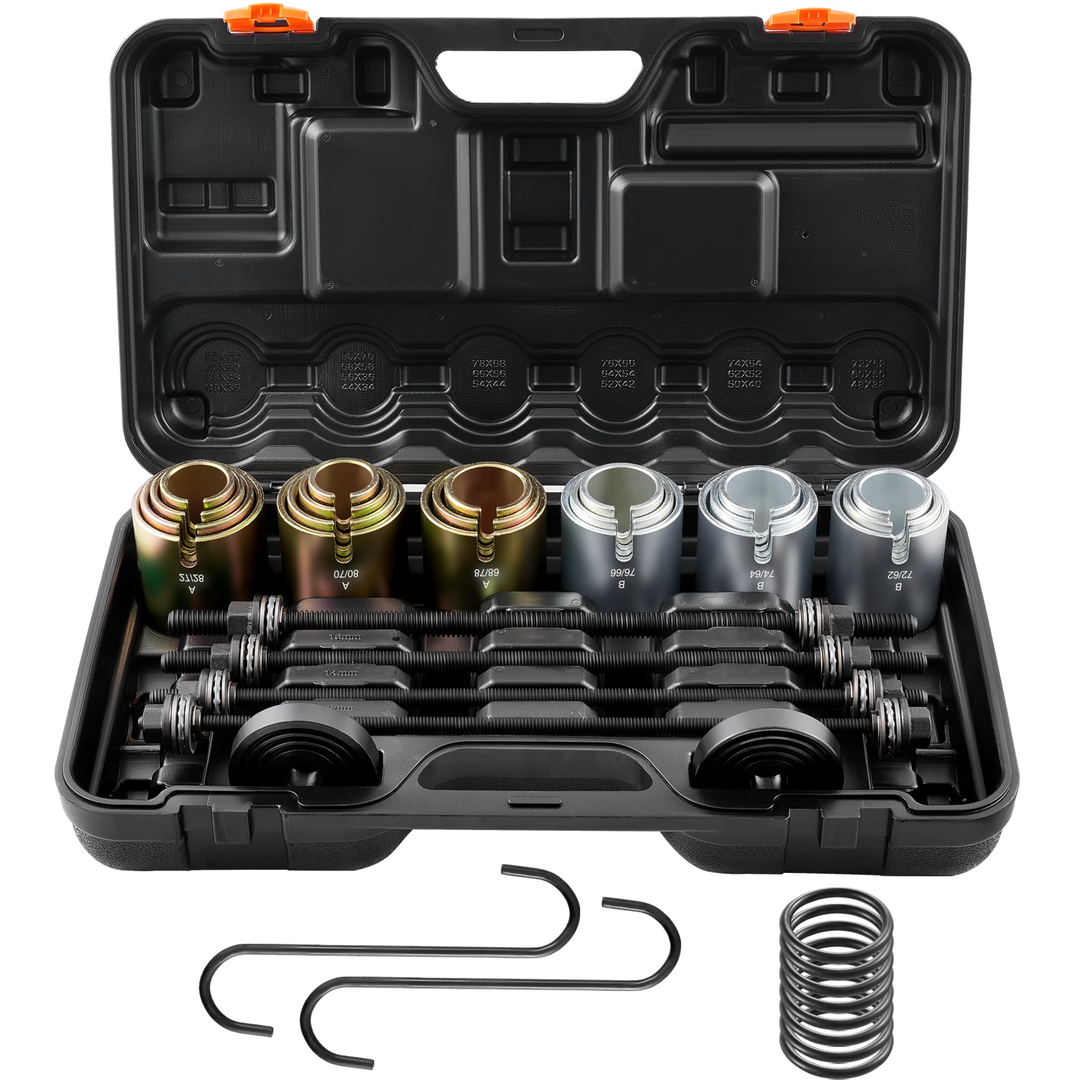 VEVOR CTQCQBDDWC26MOULZV0 26 Pcs Pull and Press Sleeve Kit, 45 # Steel Removal Installation Bushes Bearings Tool Kit, Bush Removal Insertion Sleeve Tool Set Works On Most Cars and Lcv, Hgv Engines