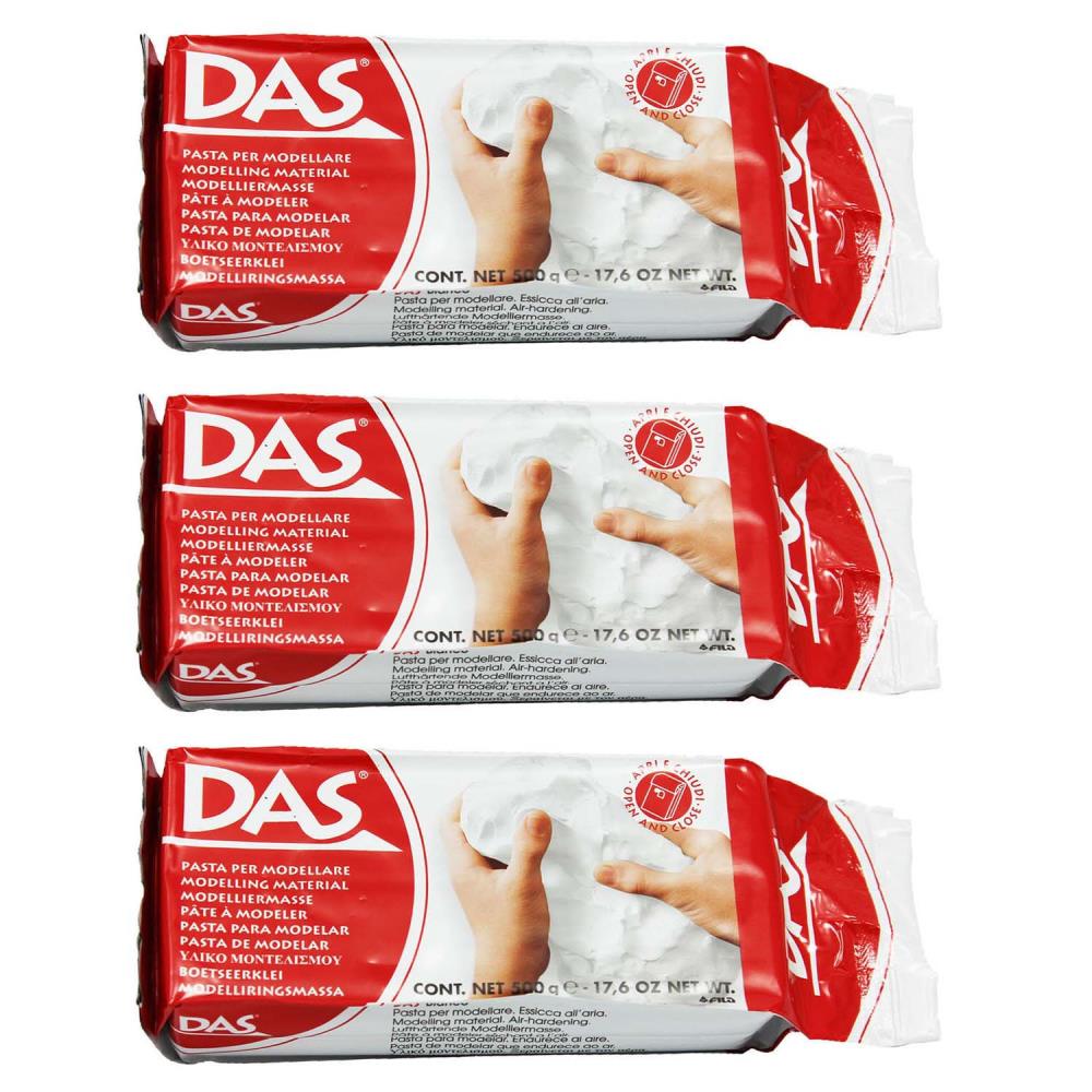 DAS Air Hardening Modeling Clay, 1-lb , White, Pack Of 3 at