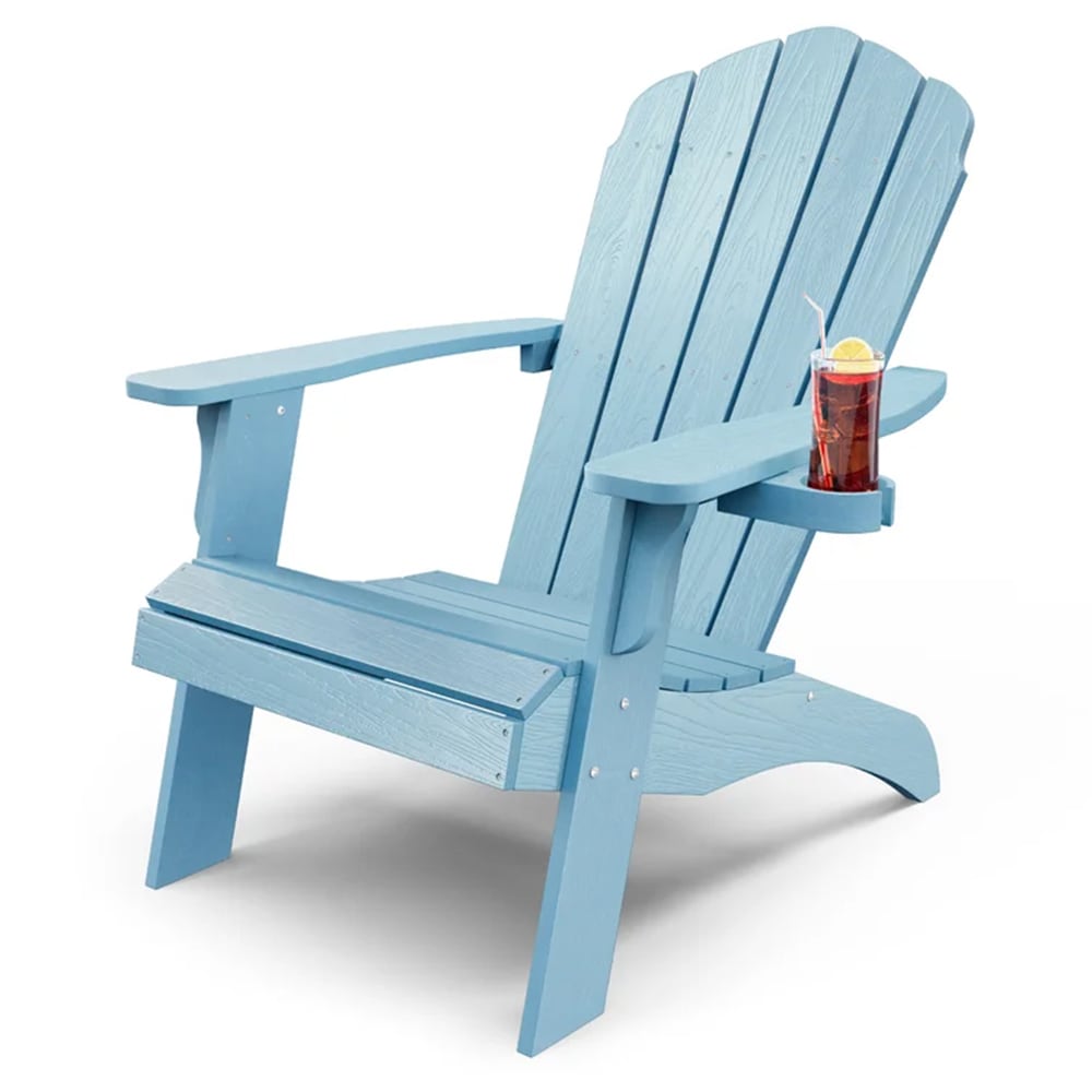 WINSOON YZ6003 Blue Oversize Adirondack Chair Blue Plastic Frame Stationary Adirondack Chair with Blue Slat Seat