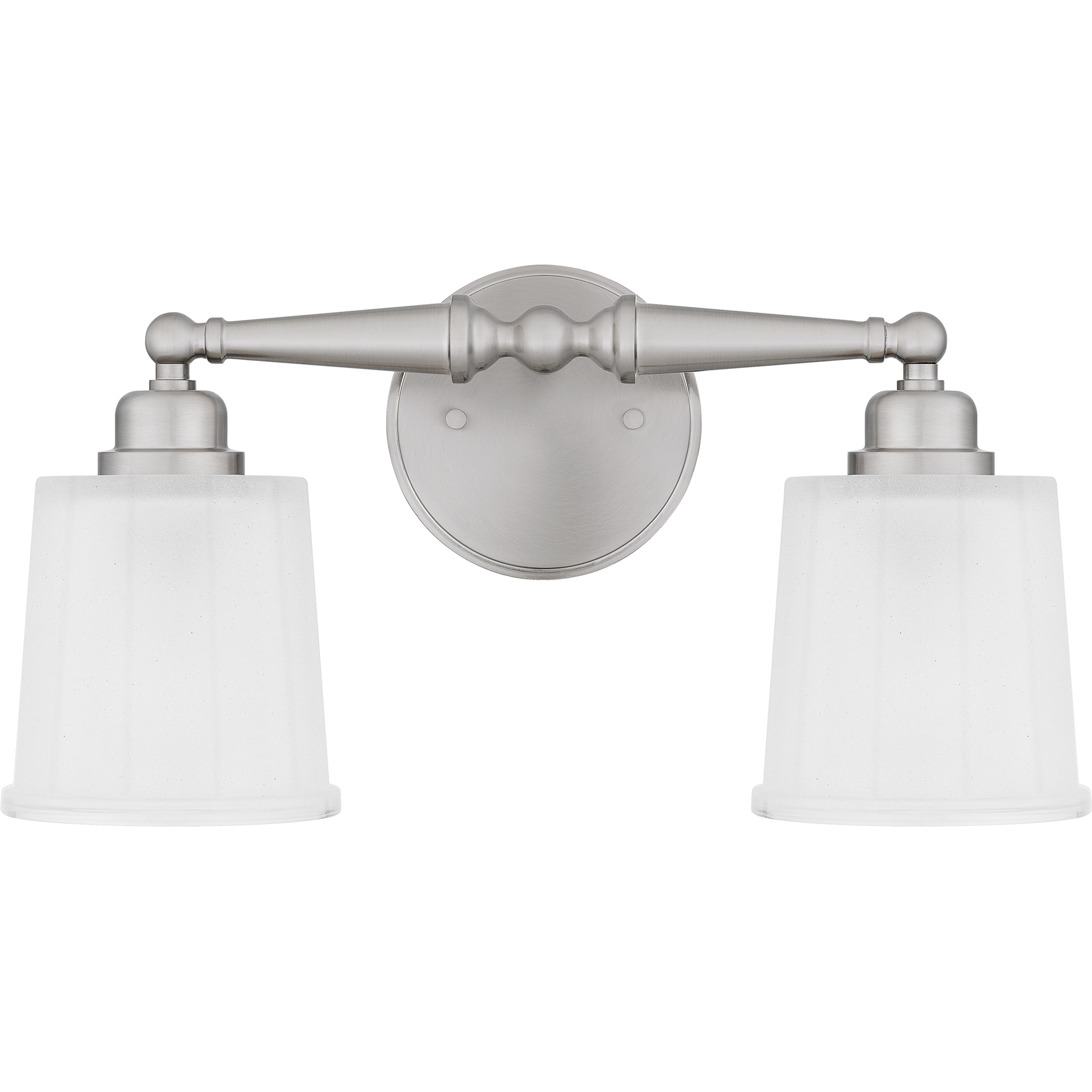 Cecilia Brushed Nickel 2-Light Vanity with Sandblasted Glass Shades
