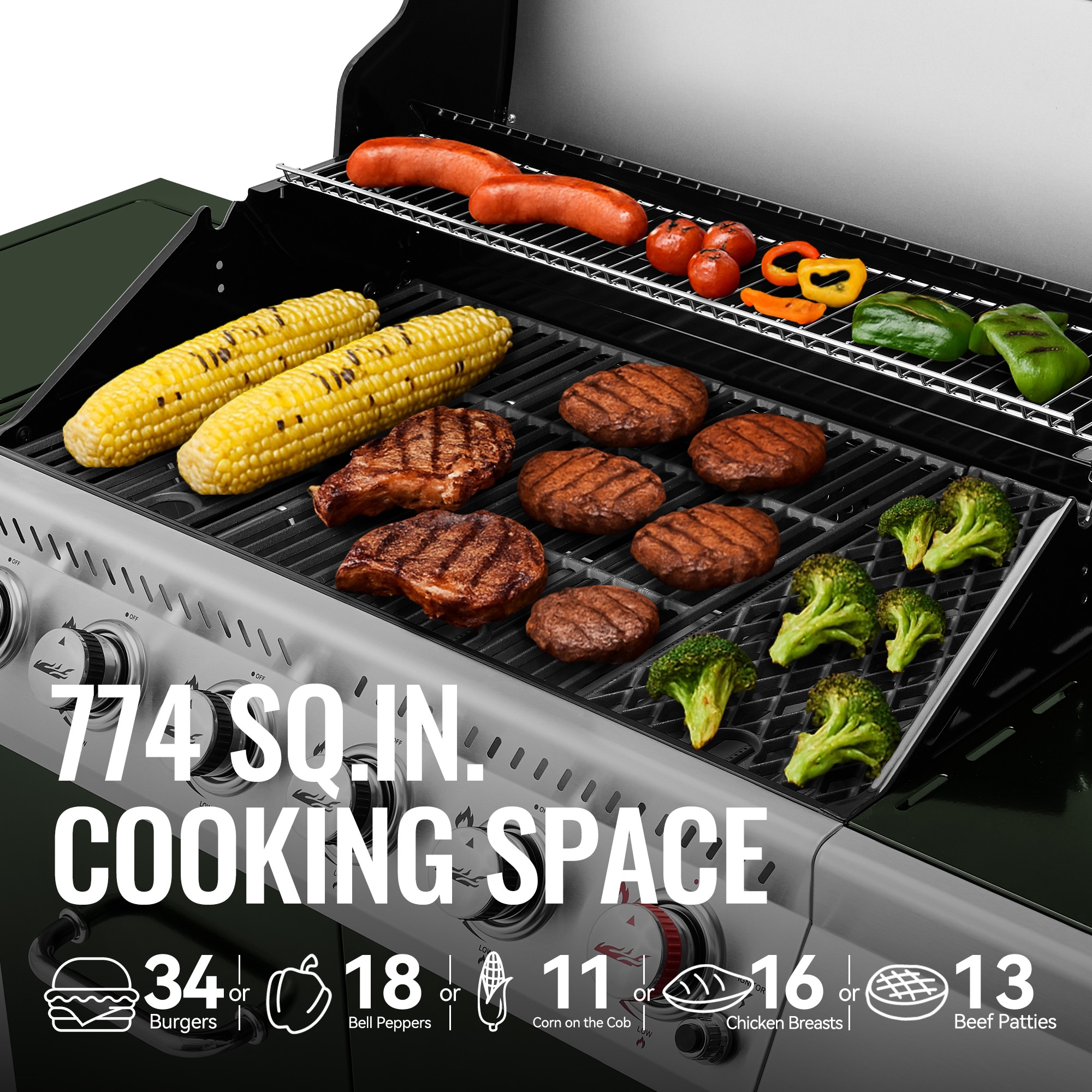 Royal Gourmet Cabinet Style Olive Green 6 -Burner Liquid Propane Gas Grill 1 -Side Burner Sansujyuku sansujyuku.com