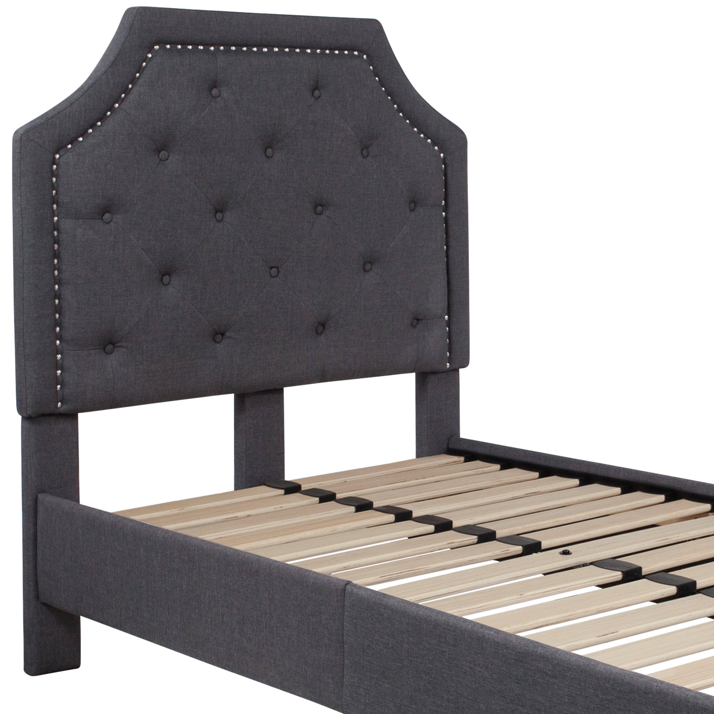 Flash Furniture Brighton Dark Gray Twin Upholstered Platform Bed in the ...