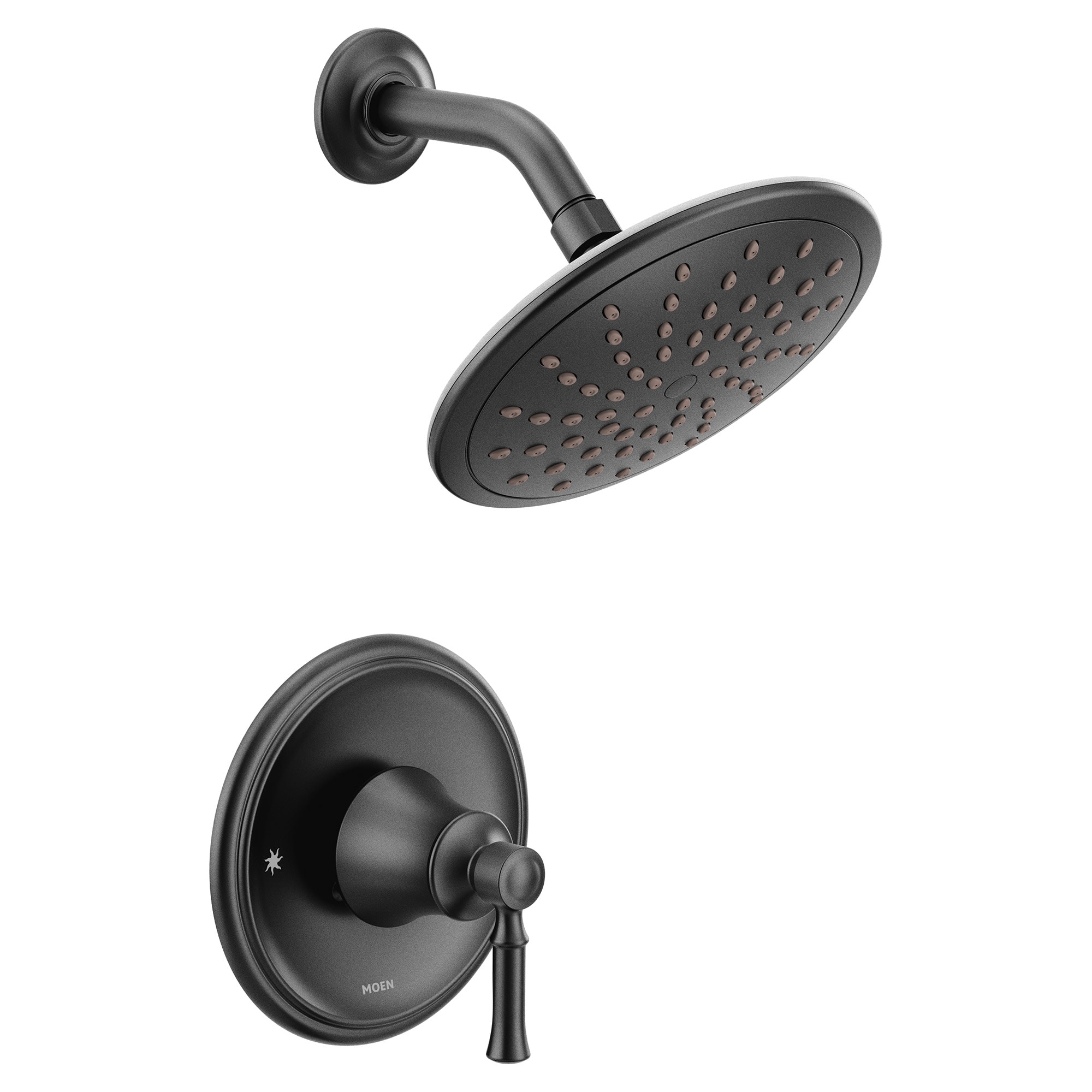 Moen T2282EPBL Matte Black 1-handle Single function 8-Inches Round Bathtub and shower Faucet (Valve Not Included)