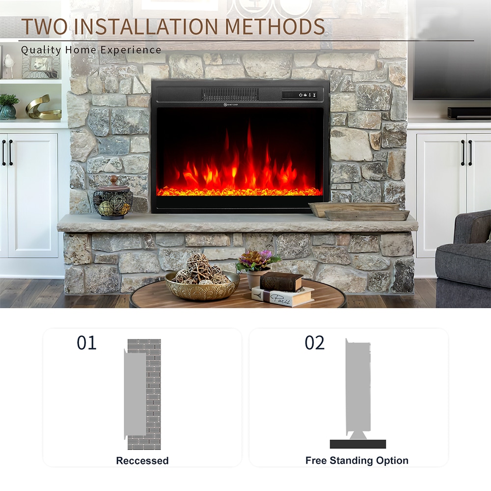 AOXUN 16.5-in W Black LED Wall-mount Electric Fireplace with Remote ...