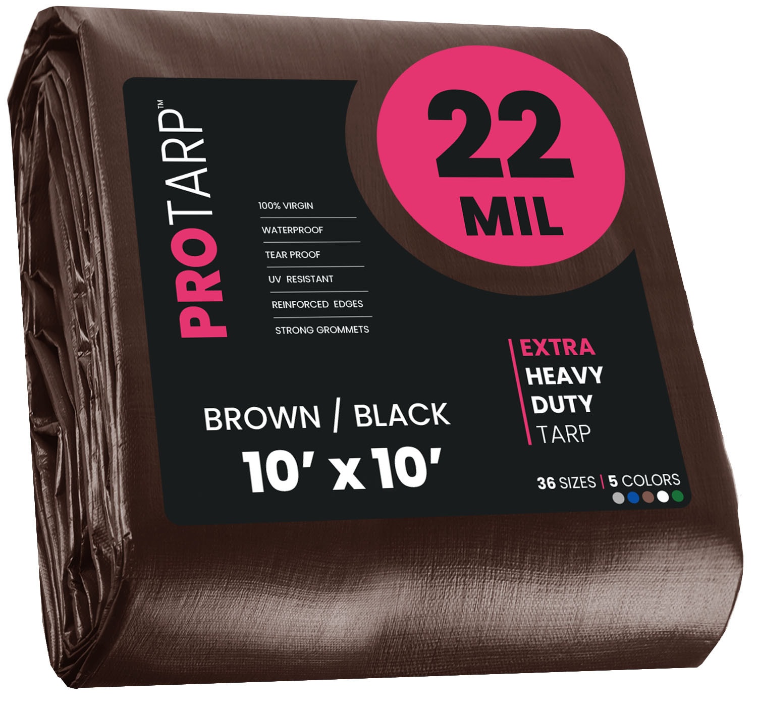 PROTARP PT-202-10X10 10-ft x 10-ft Brown Waterproof Commercial Polyethylene 22-Mils Tarp