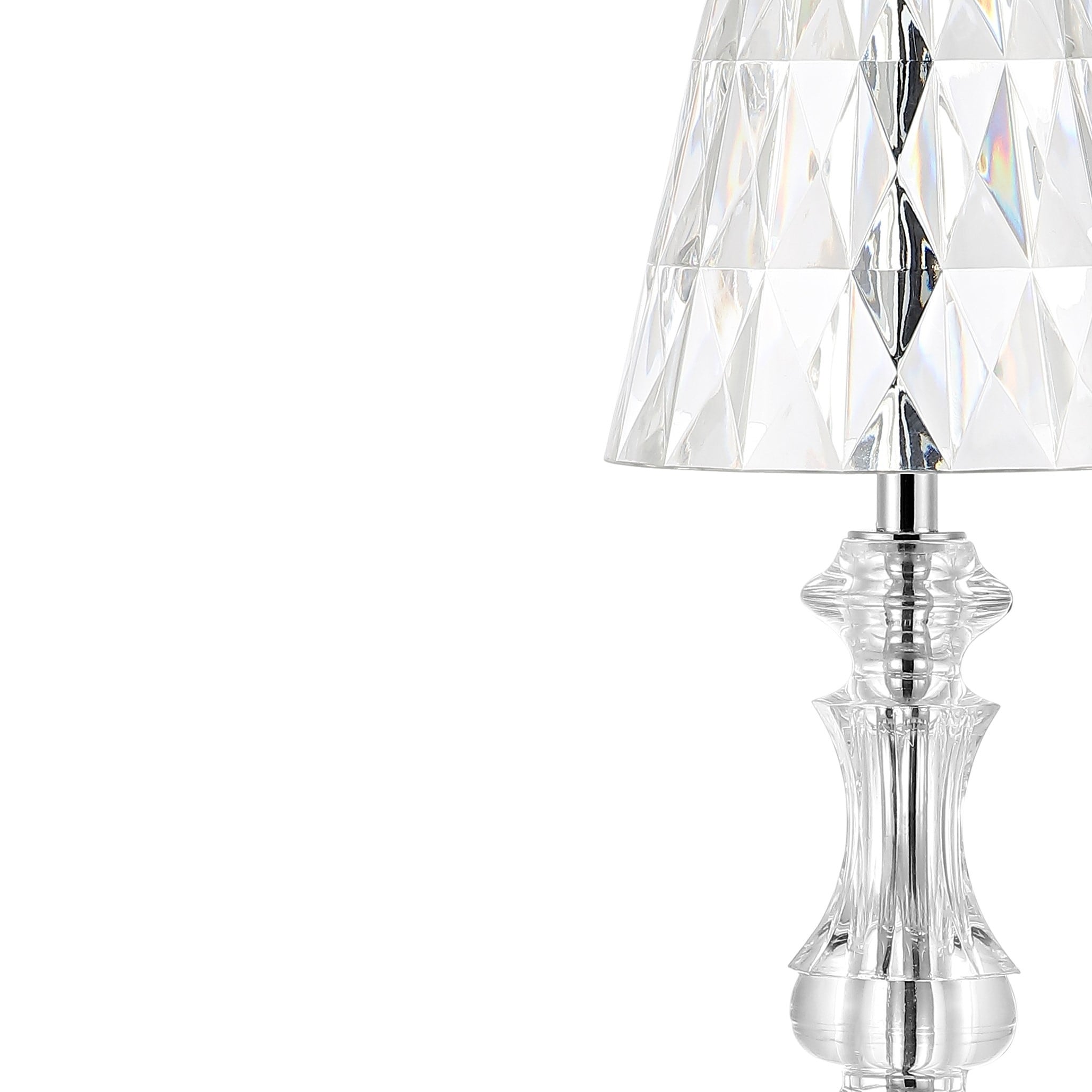 JONATHAN Y Madelyn Rechargeable Cordless 11.5-in Clear/Chrome LED Table Lamp  with Acrylic Shade in the Table Lamps department at