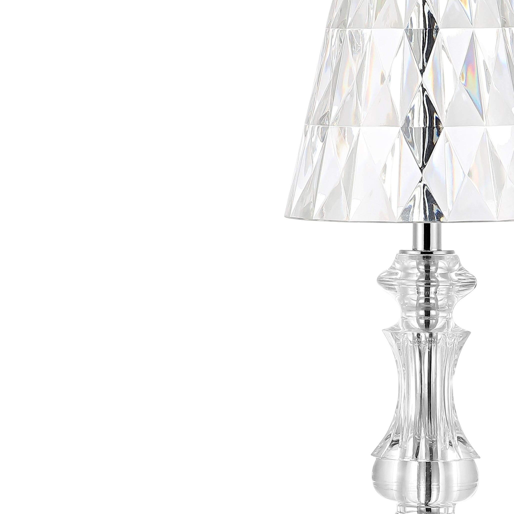 Jonathan Y Madelyn 11.5 in. Clear/Chrome Bohemian Classic Acrylic Rechargeable Integrated LED Table Lamp