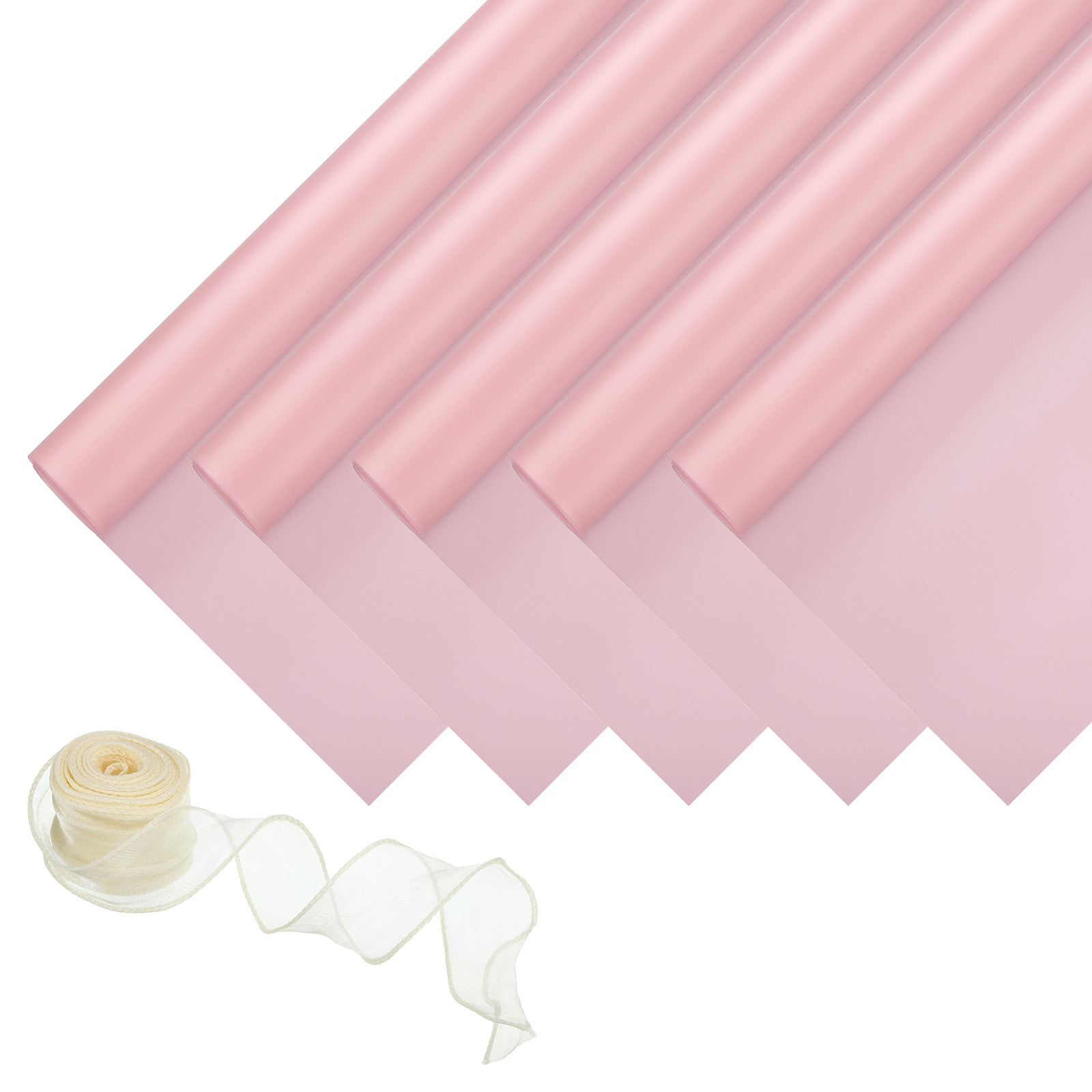 PATIKIL 20 Sheets Flower Wrapping Paper 22x22 Inch Korean Style Floral Bouquet Craft Packaging Waterproof Paper with Ribbon for Flowers Gift Packaging Pale Pink #S25120203UX3584
