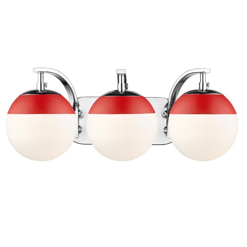 Golden Lighting 3218-BA3 CH-RED Dixon 21-in 3-Light Chrome Mid-century Vanity Light