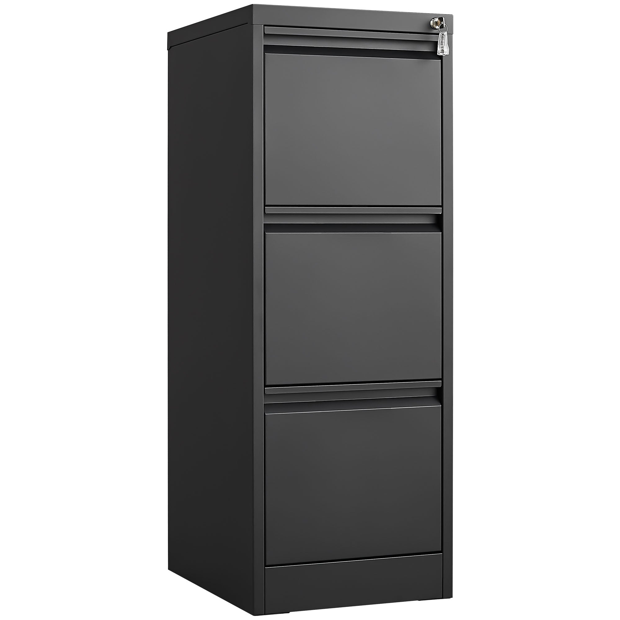 Boyel Living BL-YL23369 Black 3 Drawer Vertical Metal File Cabinet for Home Office Organizer Storage Cabinet Fit Letter/A4/Legal Size File