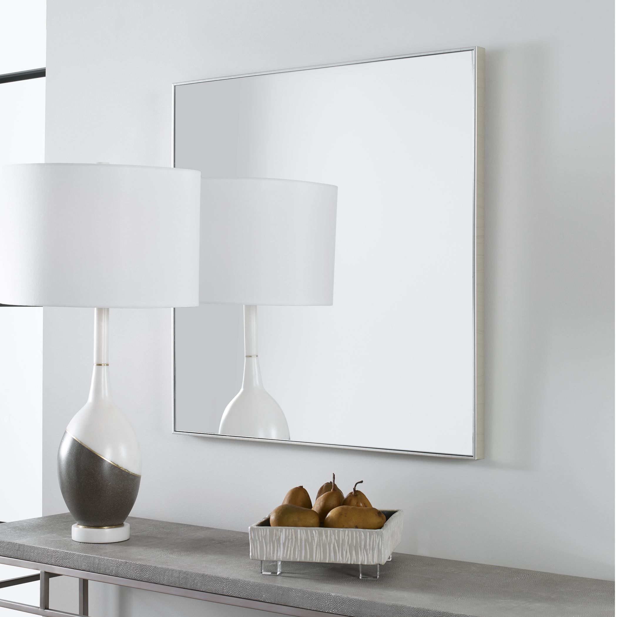 Commerce Street 09716 28.5-in W x 28.5-in H Square Brushed silver Framed Wall Mirror
