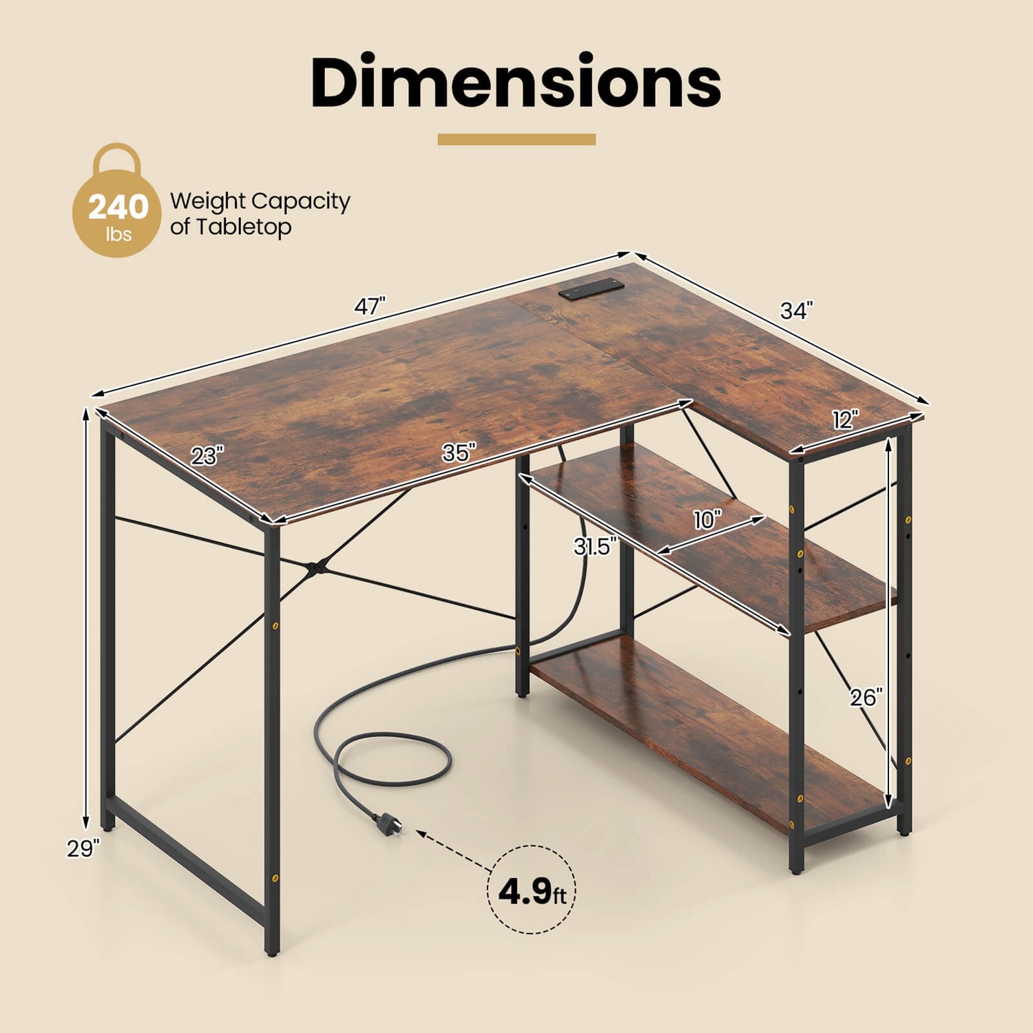 Costway CSHY004718 desks - View #3