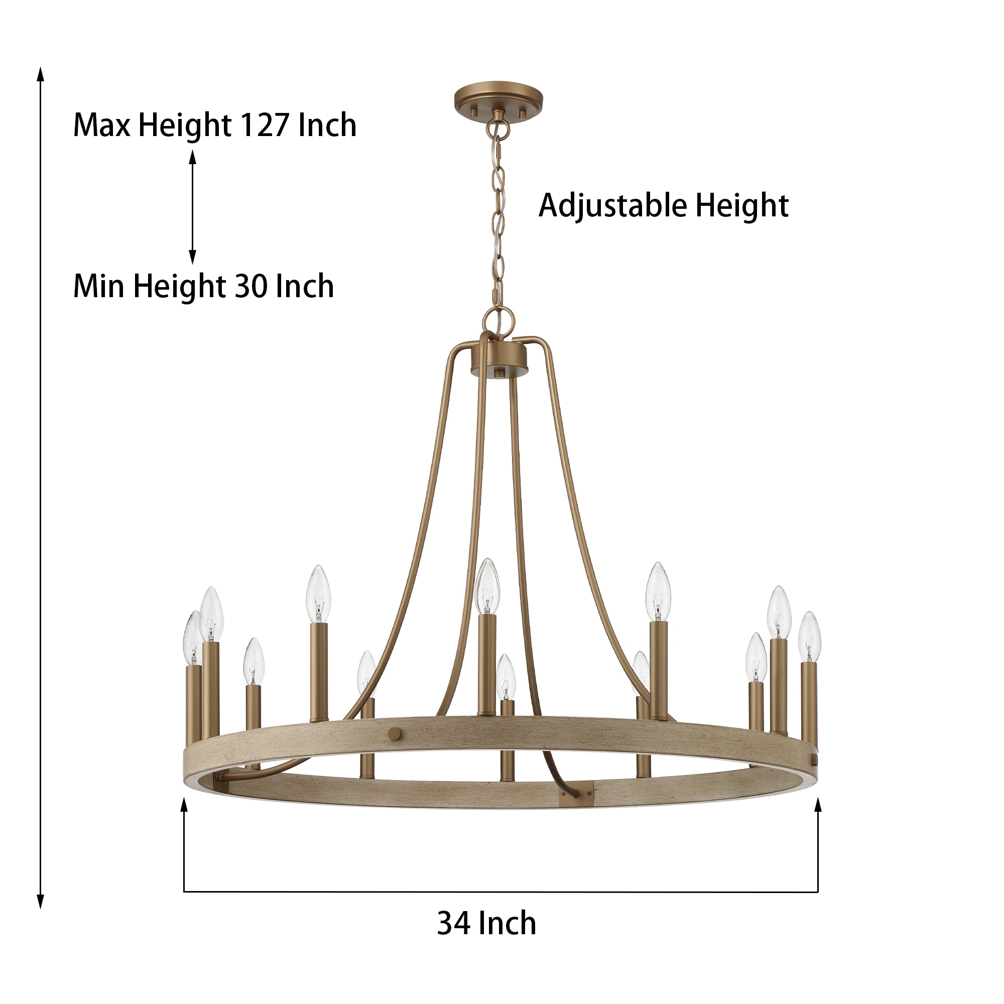 ACROMA Monterey 12-Light Matte Champagne Farmhouse LED Dry rated ...