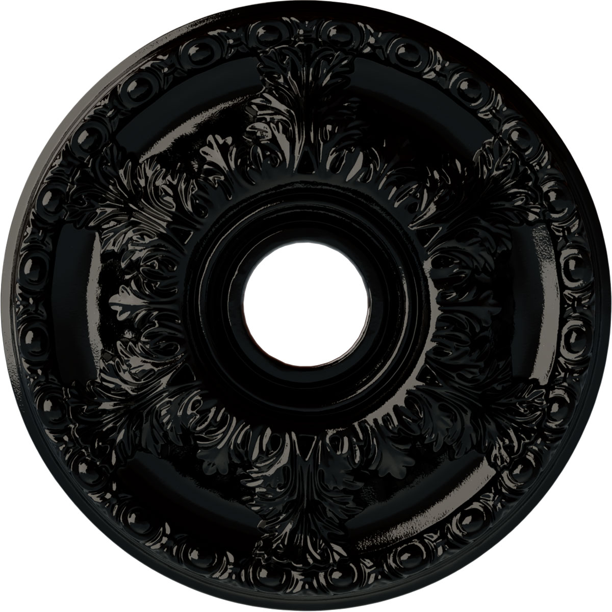 Ekena Millwork CM18GABPS Granada 18-in W x 18-in L Painted Black Pearl Polyurethane Whole Ceiling Medallion