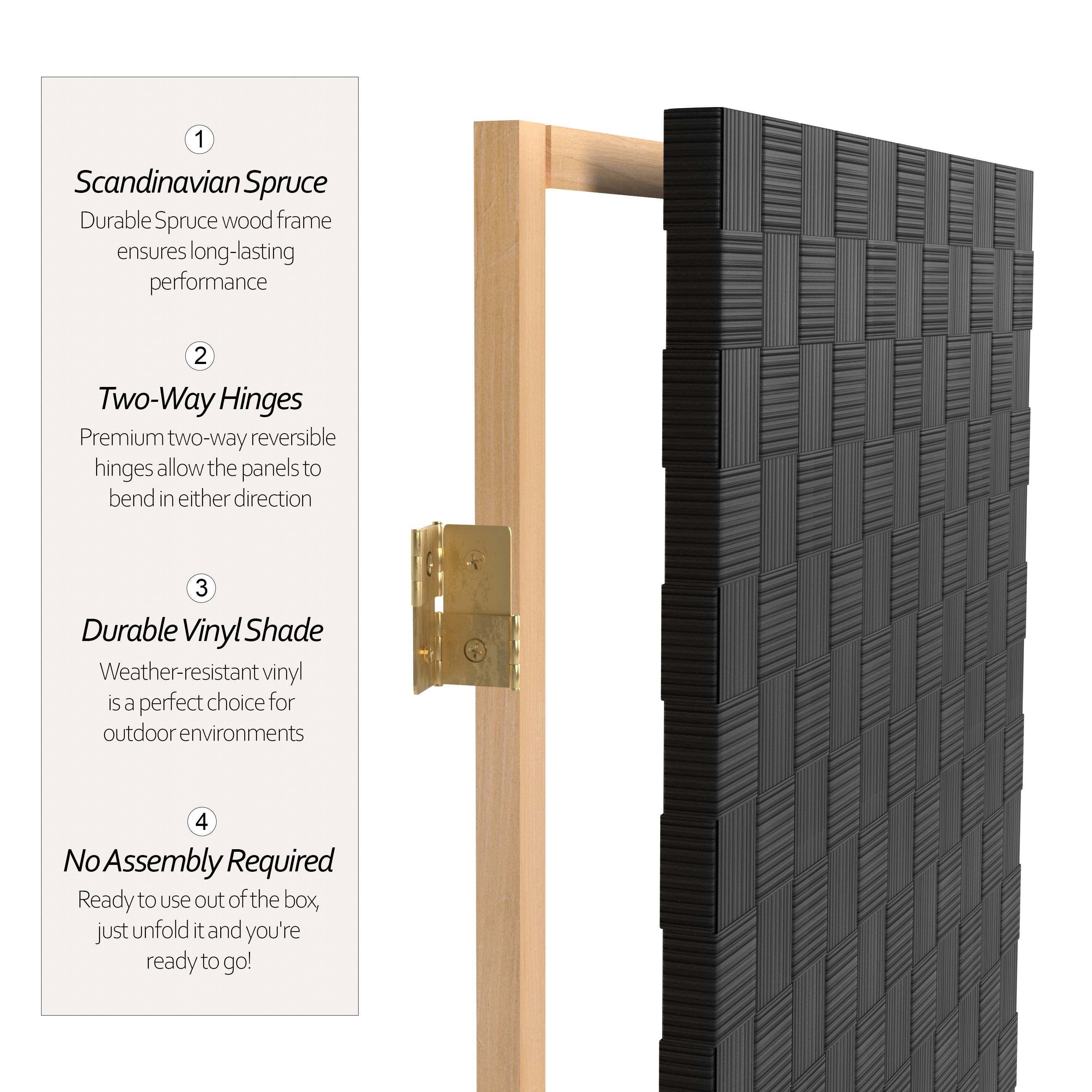 Oriental Furniture FB-OUTSCR-3P-BLK Outdoor-Privacy-Screen - View #4