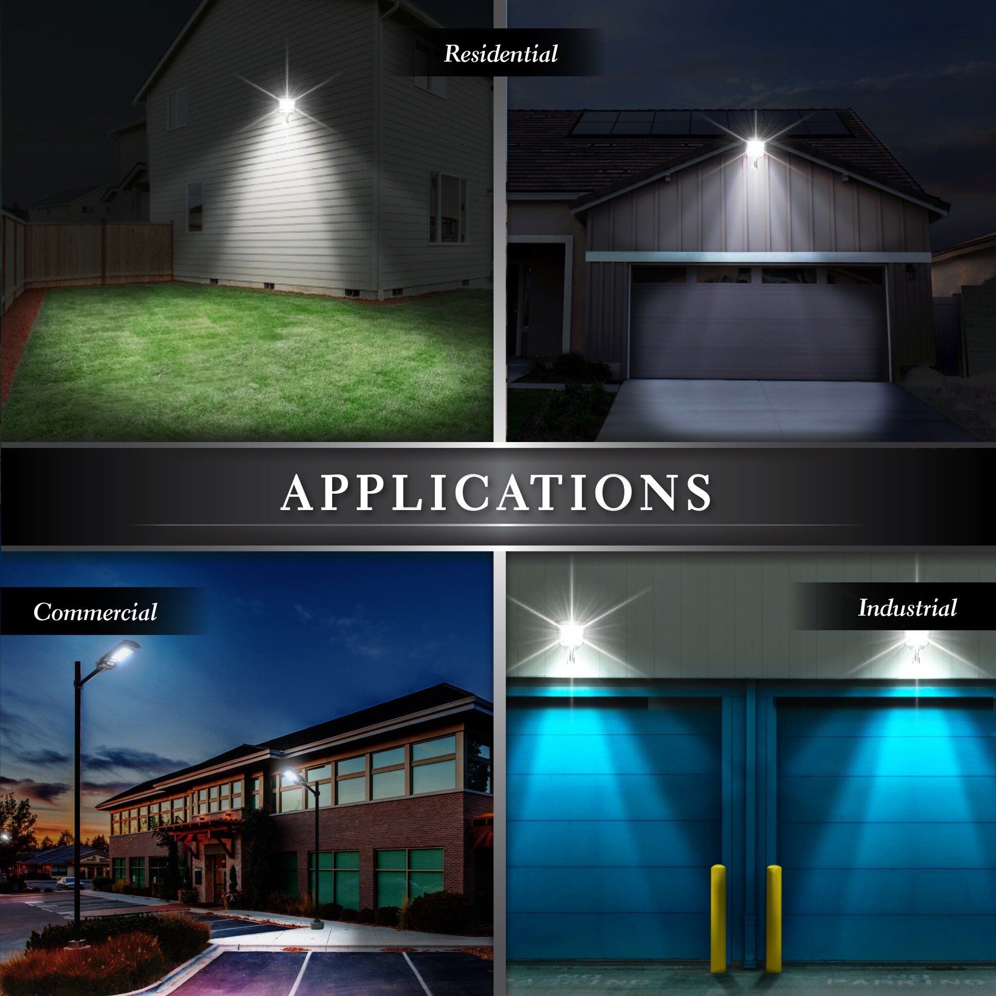 Black Metal Solar Powered LED Lamp Post with Motion Sensor