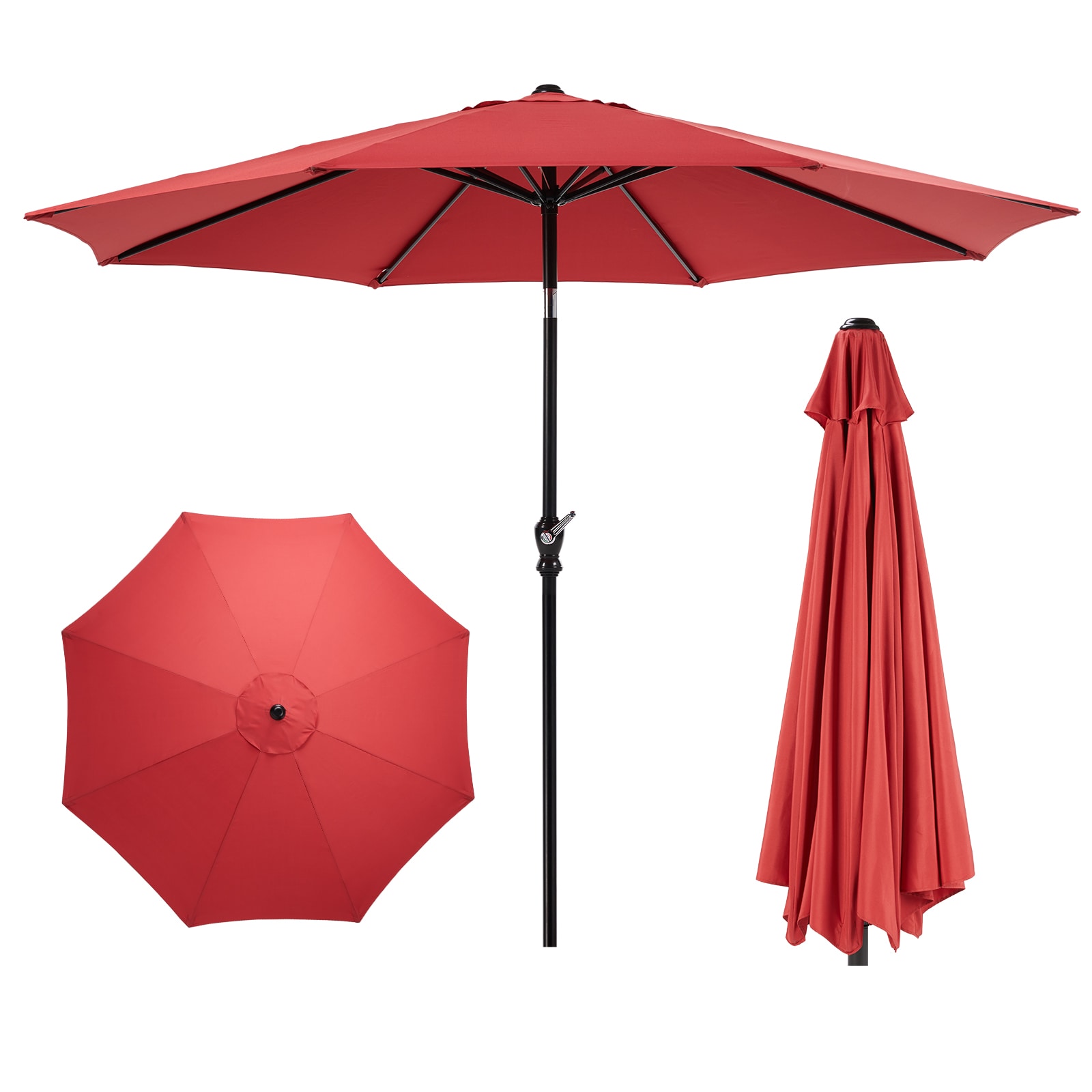 Sunrinx MG51-62-PU 9-ft Steel Red Push-button Tilt Market Patio Umbrella