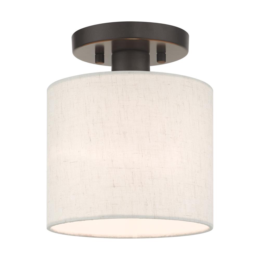 Livex Lighting 49807-92 Meadow 1 -Light 7-in Matte Bronze Semi Flush Mount Light