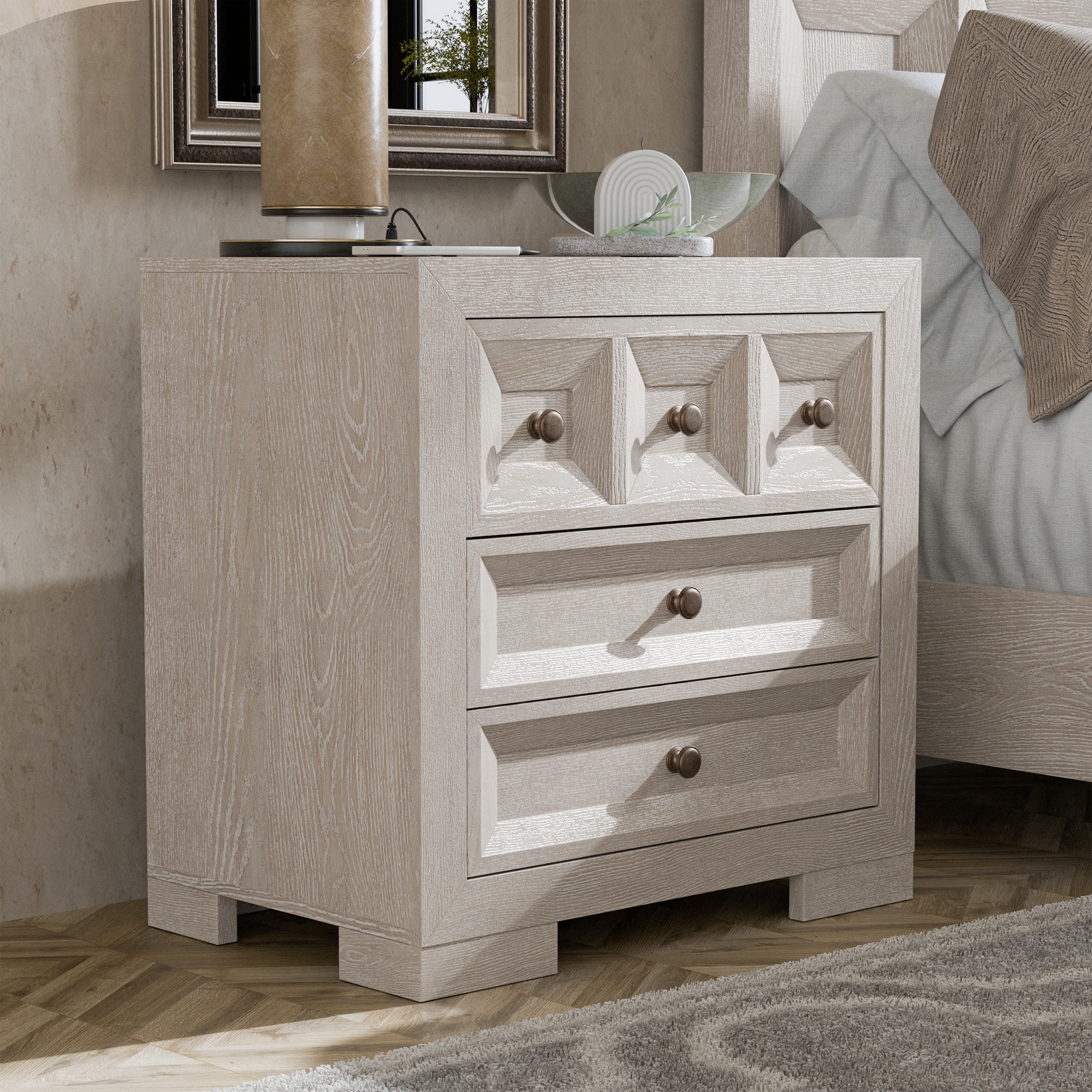 Furniture of America IDF-79011NT-N Flonnin Tawny Rubberwood Nightstand