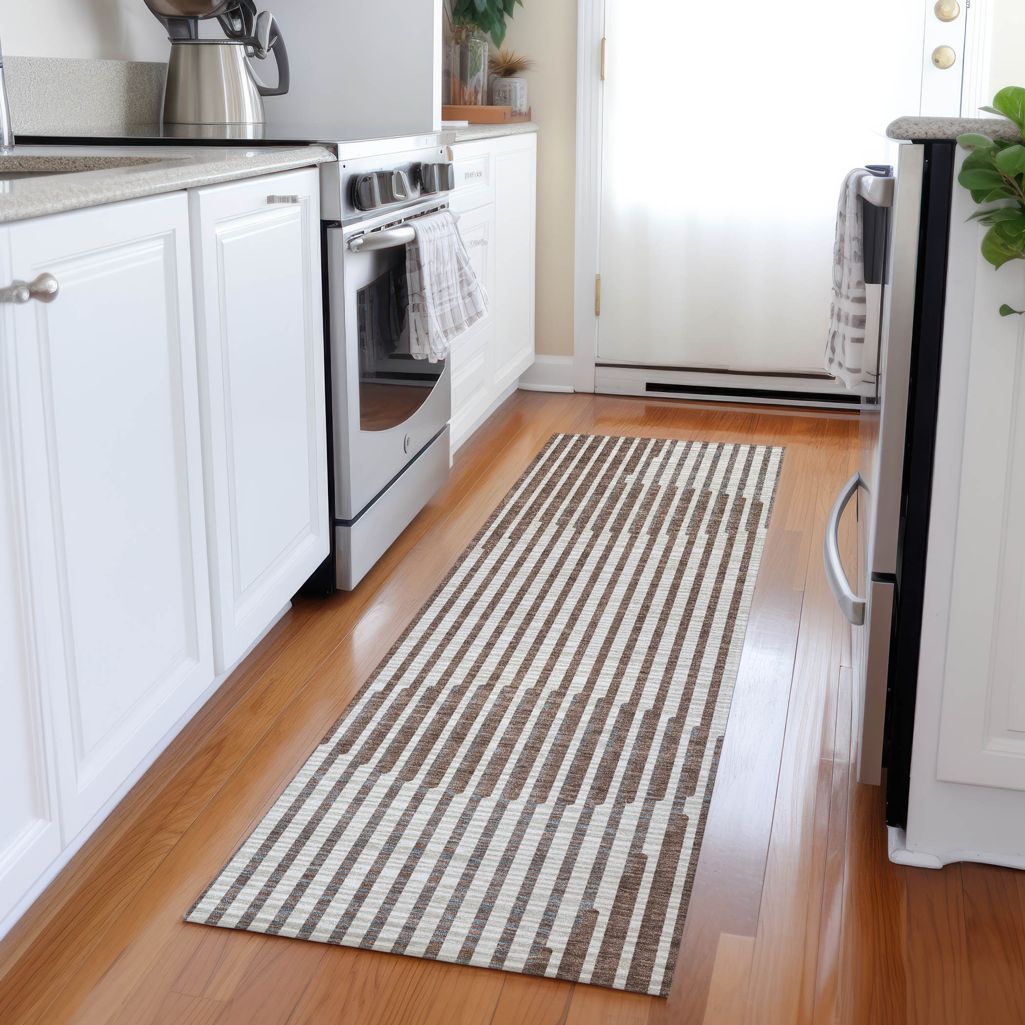 Addison Rugs ACN1001BR2X8 Chantille ACN1001BR 2 x 7 (ft) Polyester Brown Rectangular Indoor/Outdoor Geometric Machine washable Runner rug