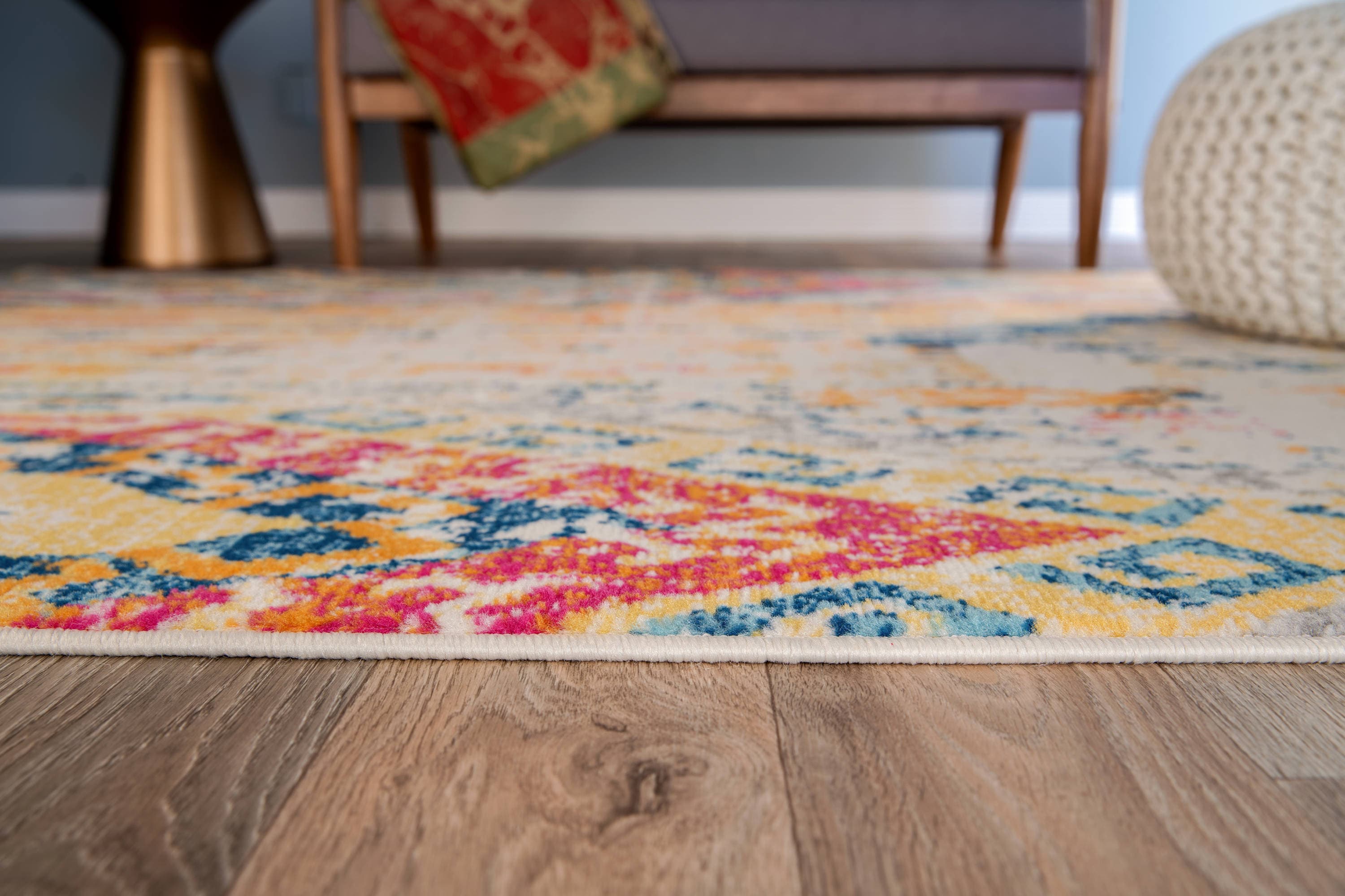 Multicolor Geometric Stain-Resistant Synthetic Area Rug 42" x 4"