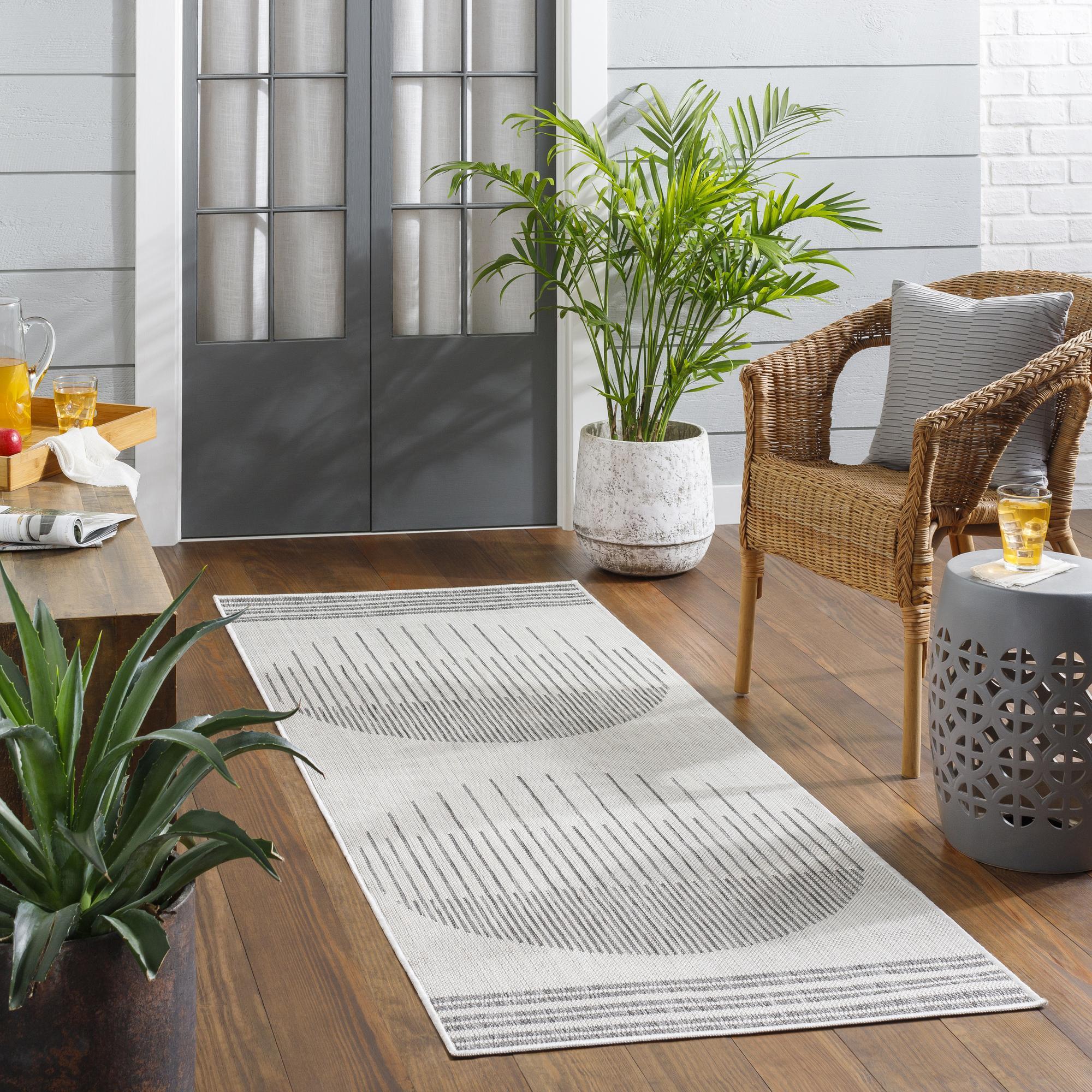 Livabliss LBH2334-2773 Long Beach 3 x 8 (ft) Polypropylene Light Gray Rectangular Indoor/Outdoor Geometric Global Runner rug