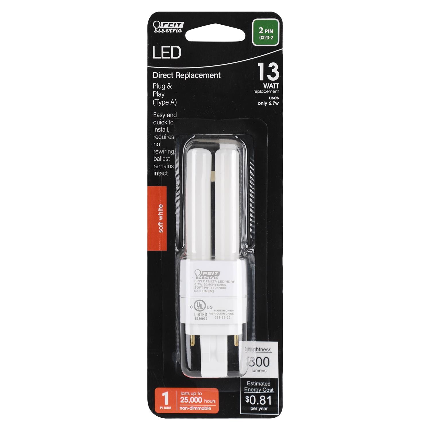 Feit Electric EJD3011467 Linear PL GX23 2 LED Tube Light Soft White 13 Watt Equivalence 1 pk