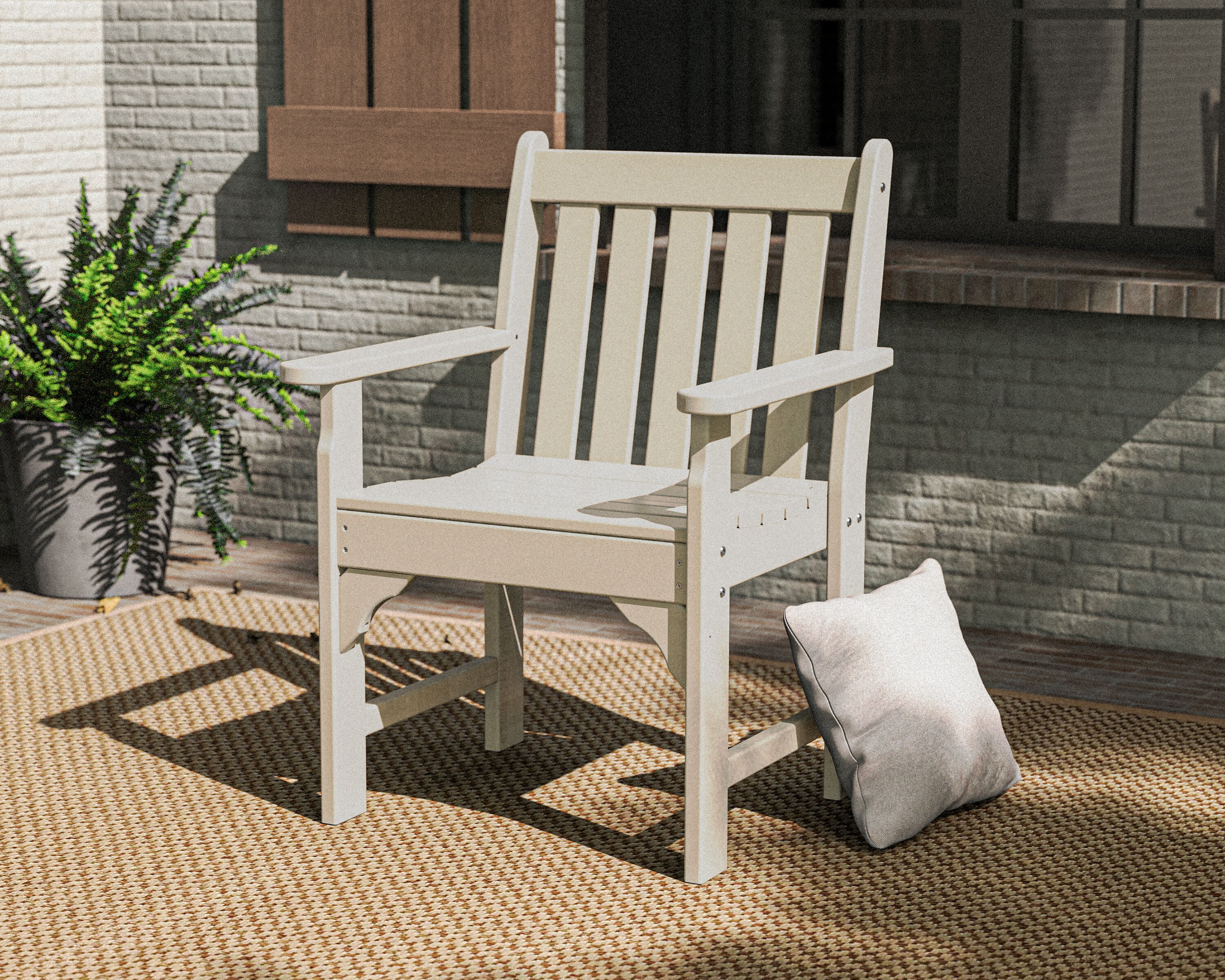 POLYWOOD GNB24SA Vineyard Sand HDPE Frame Stationary Dining Chair with Slat Seat