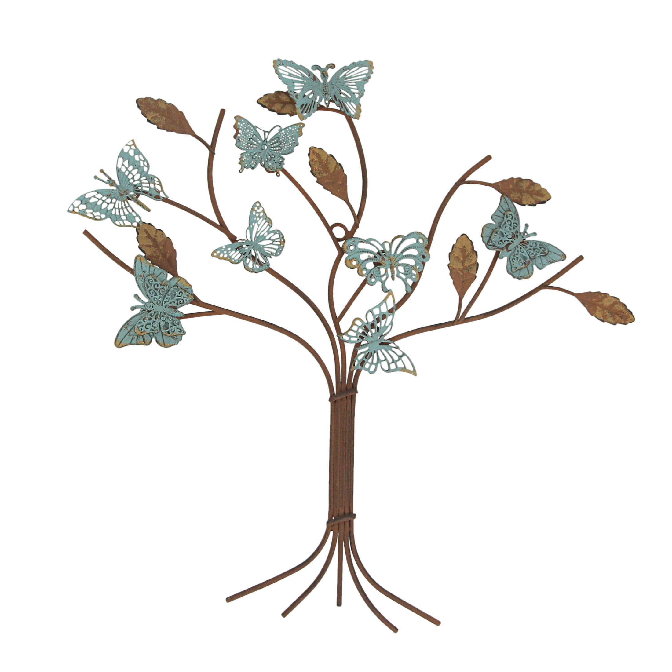 Special T Imports STI-E22132 15 Inch Metal Rust Butterfly Tree Wall Sculpture Home Decor Hanging Art Statue