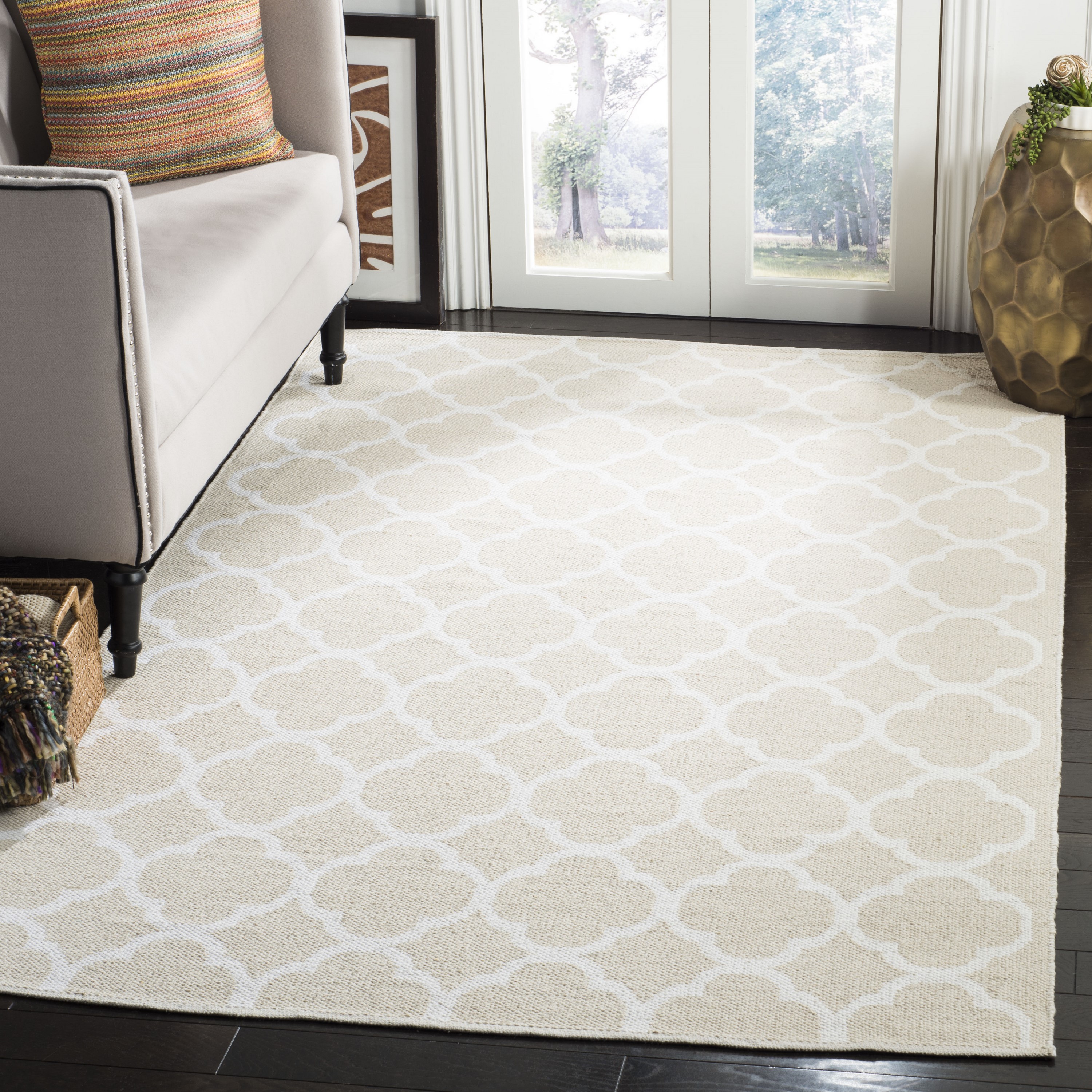 Safavieh MTK725B-8 Montauk Kure 8 x 10 (ft) Cotton Beige/Ivory Rectangular Indoor Trellis Area rug