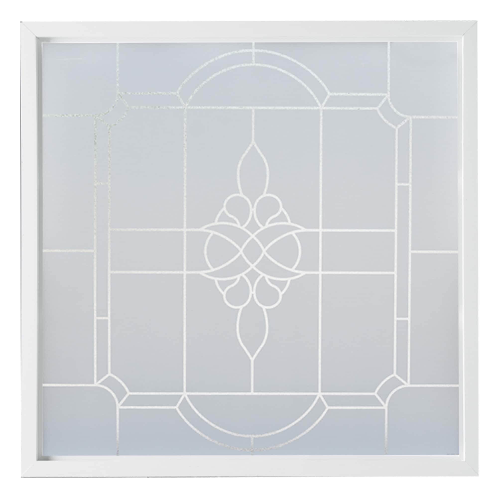 Hy-Lite DF4747VCSSWHVR3000 Victorian Silkscreened Decorative Glass 47-1/2-in x 47-1/2-in White Square Accent Window with Grids