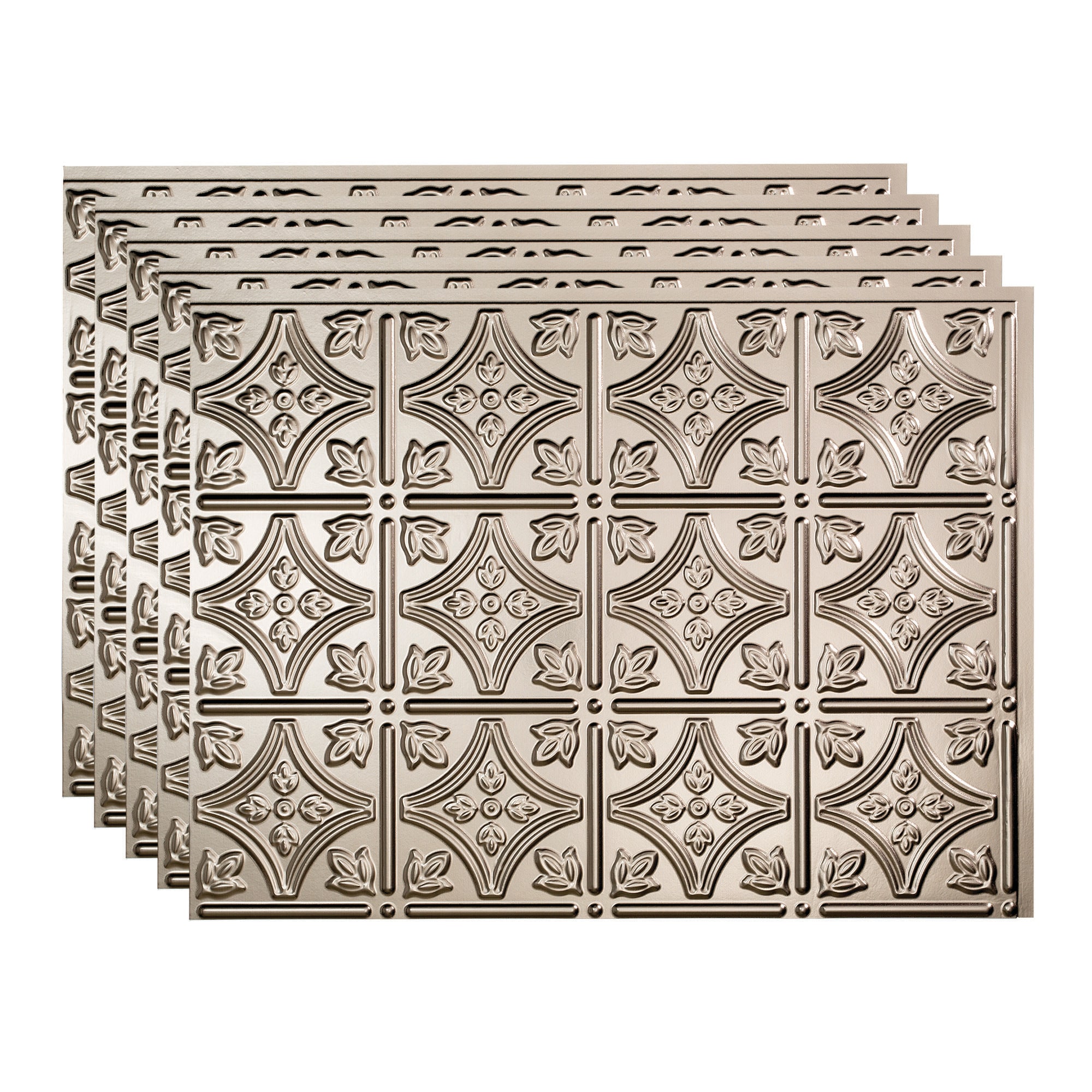 Fasade PB5029 Traditional 1 18.25-in x 24.25-in Vinyl Brushed Nickel Backsplash Panels 5.0 -Pack