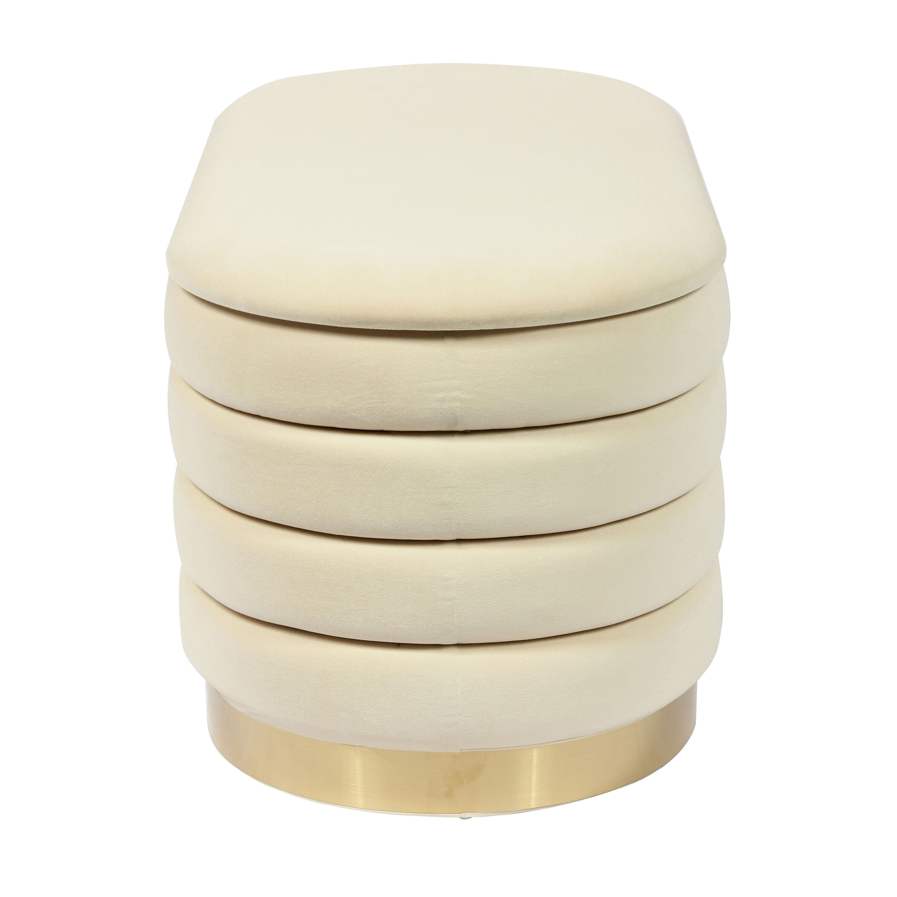 Cream Velvet Storage Bench with Gold Base
