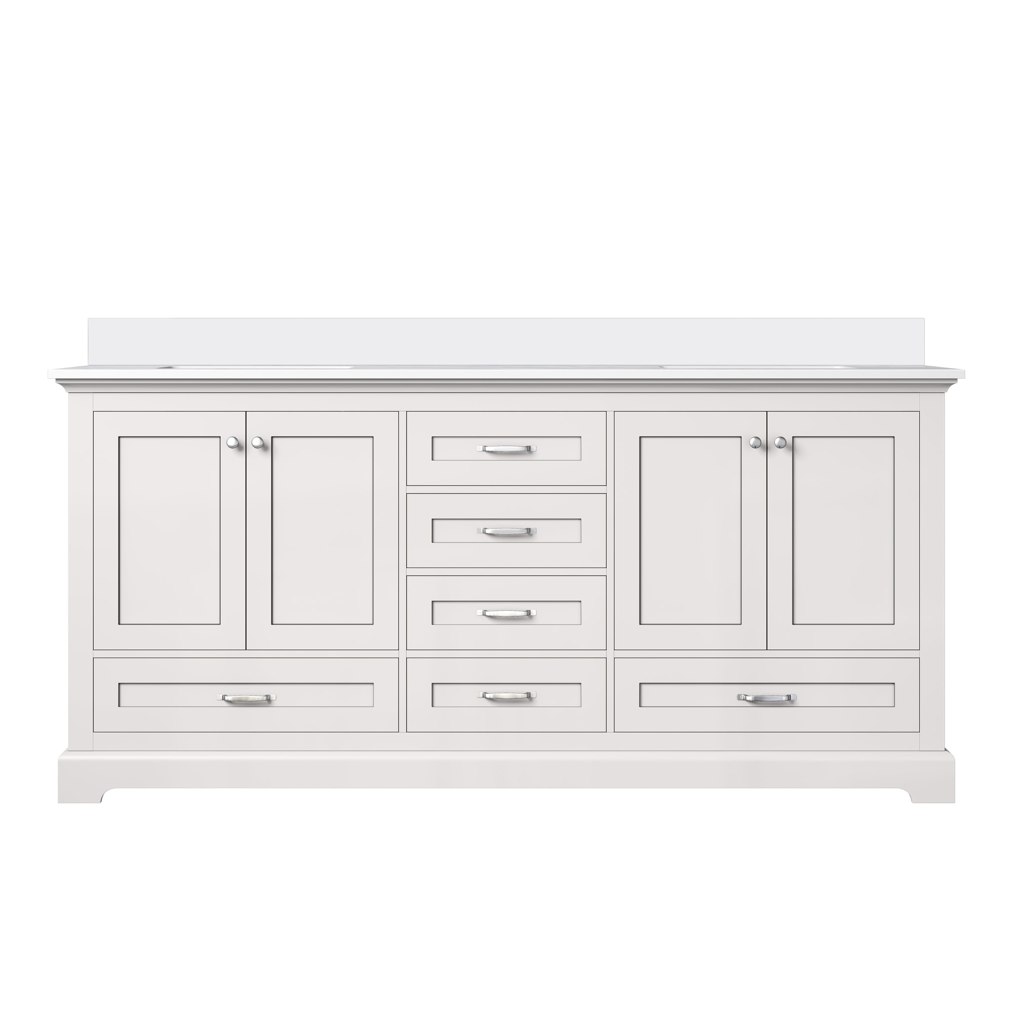 Lexora LVD72DA300 Dukes 72-in White Undermount Double Sink Bathroom Vanity with White Cultured Marble Top