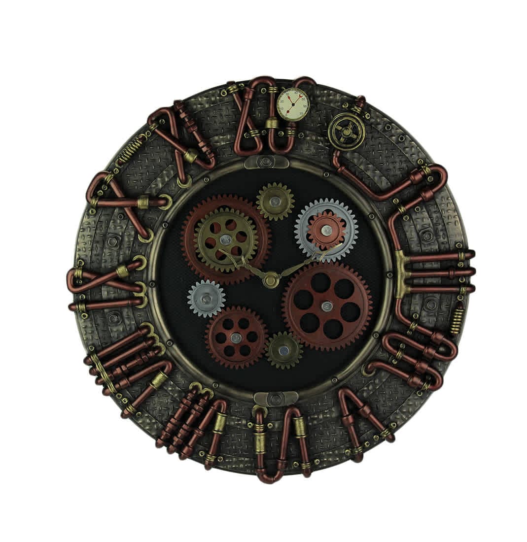 Veronese Design US-WU77241A4 Steampunk Electricity Conduit Piping Wall Clock